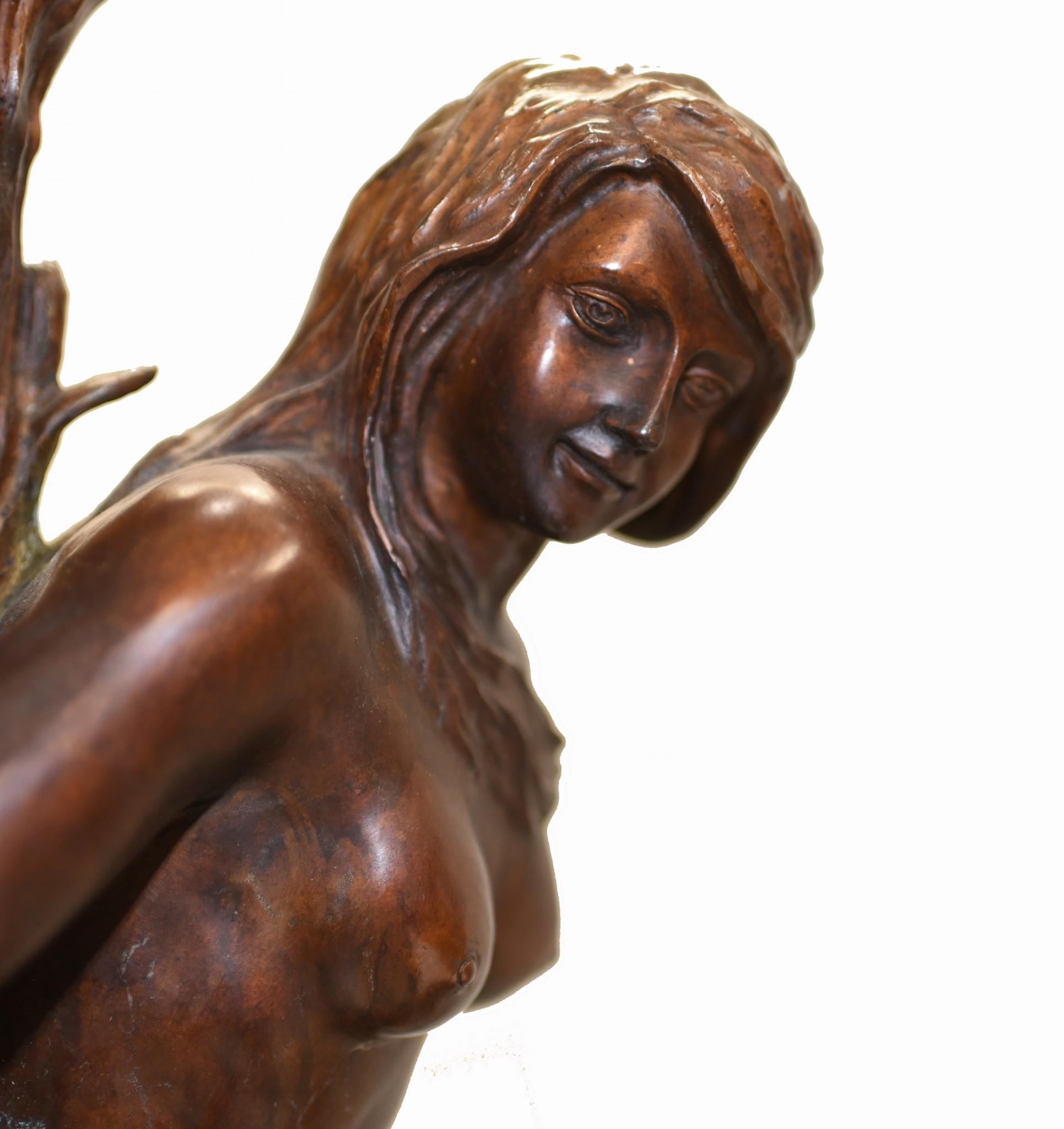 Art Nouveau Bronze Figurine Naked Nude Female Statue For Sale 1