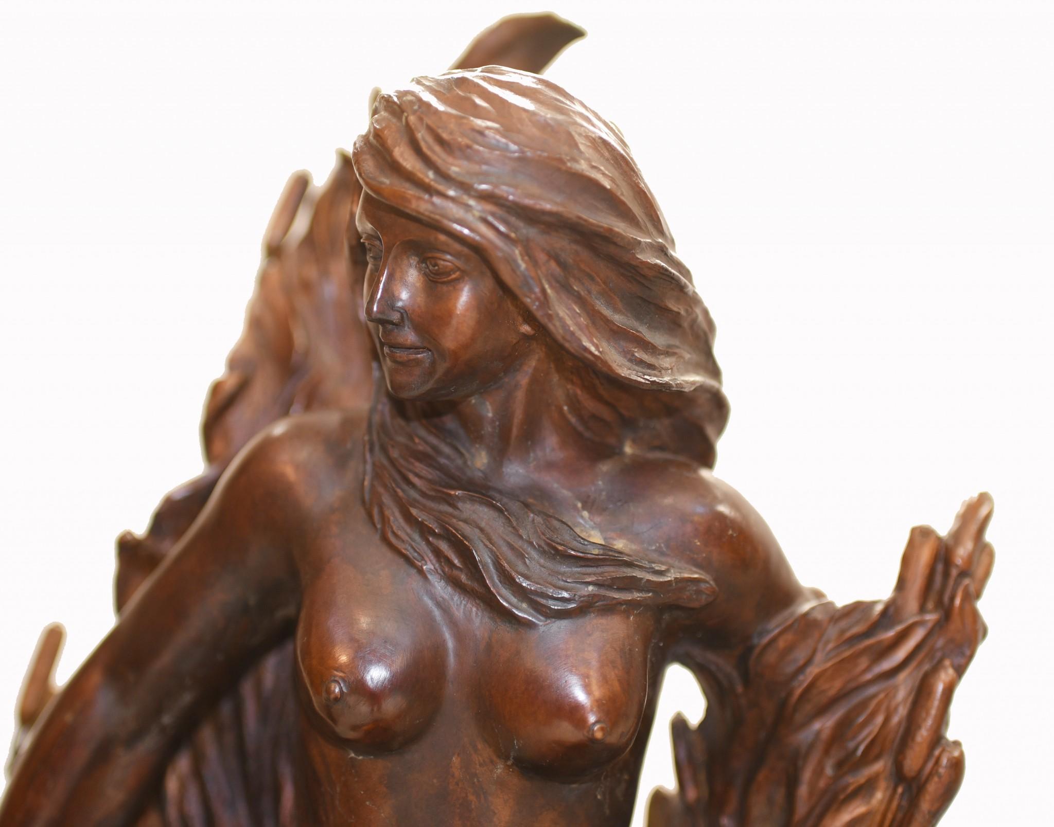 Art Nouveau Bronze Figurine Naked Nude Female Statue For Sale 4
