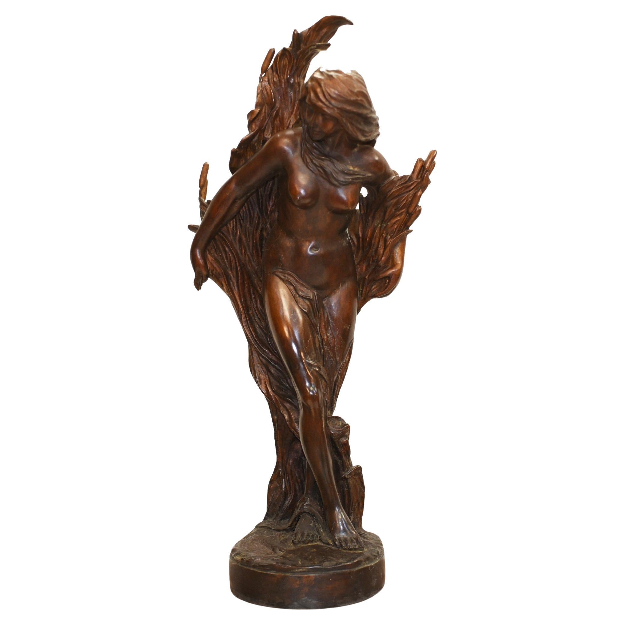 Jugendstil Bronzefigur Nackte nackte weibliche Statue, Jugendstil