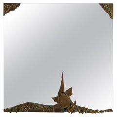 Art Nouveau Bronze Frame Mirror, France 1970s