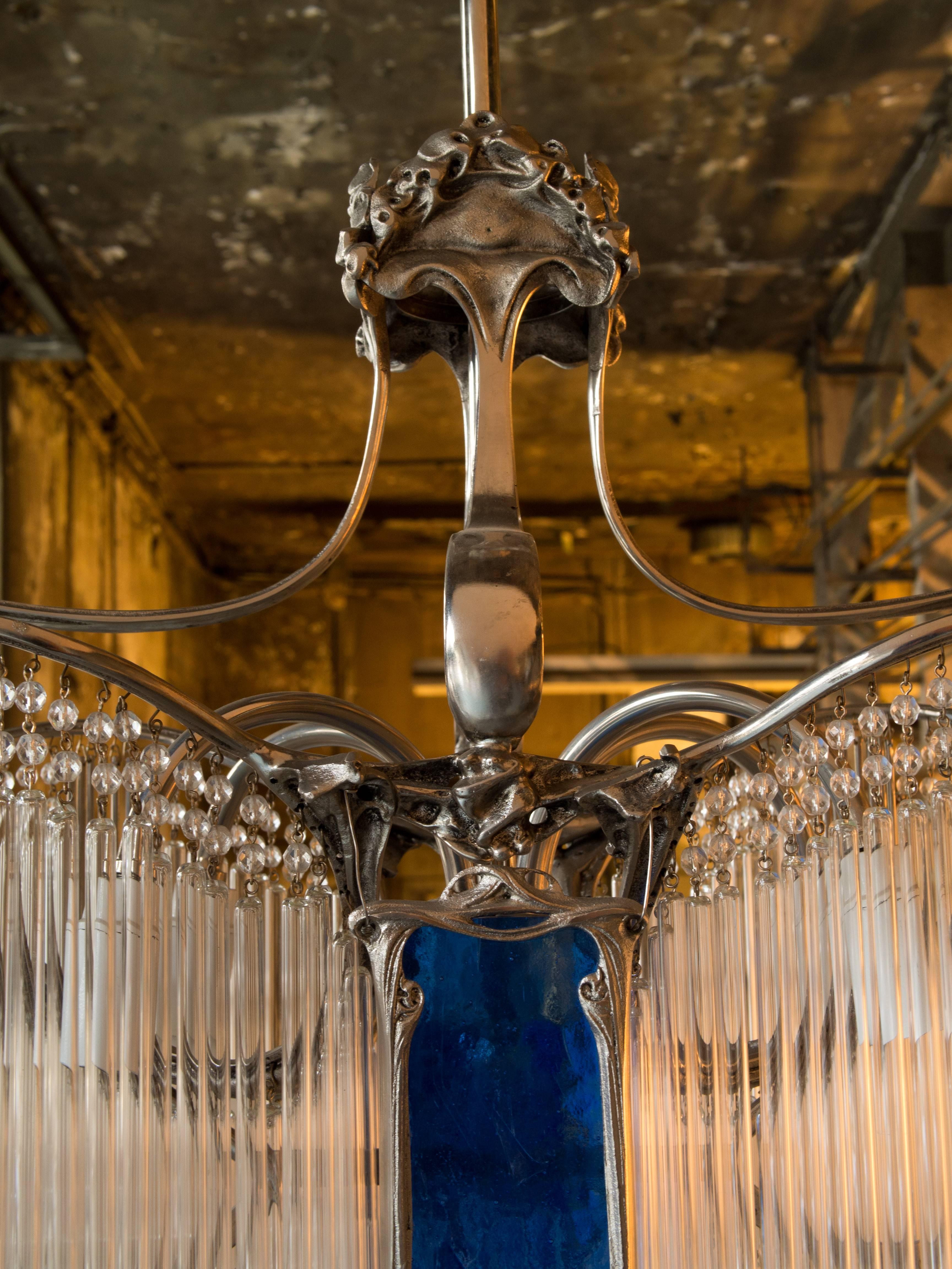 Art Nouveau Bronze Guimard Chandelier In New Condition For Sale In Rebais, FR