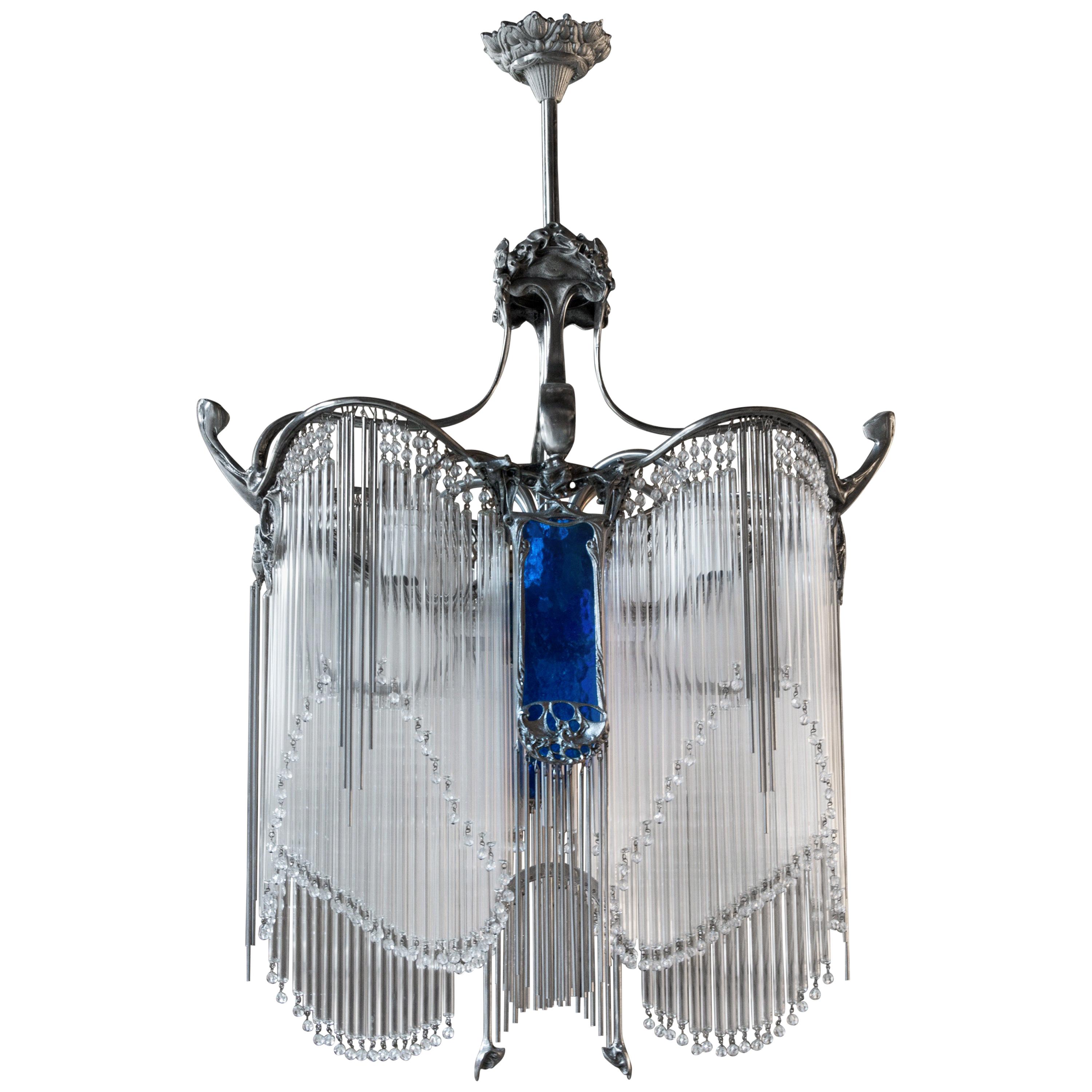 Art Nouveau Bronze Guimard Chandelier