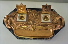 Encrier en bronze Art Nouveau de D. Alonzo