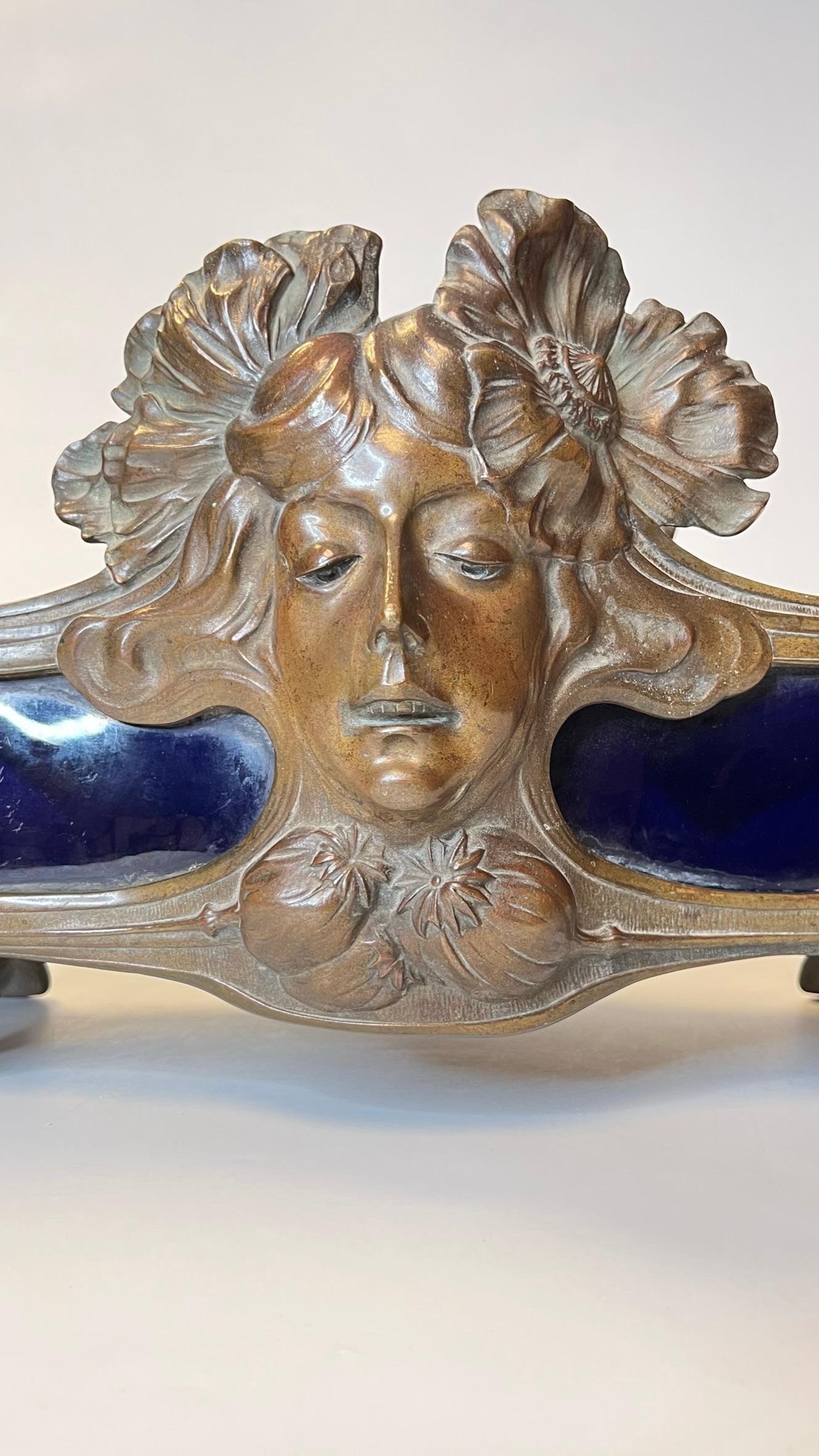 Jugendstil-Jardinière/Pflanzgefäß aus Bronze (Art nouveau) im Angebot