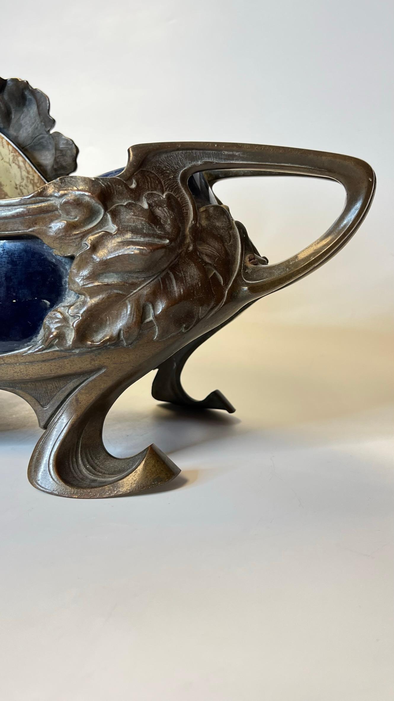 Art Nouveau Bronze Jardiniere Planter In Good Condition For Sale In New York, NY
