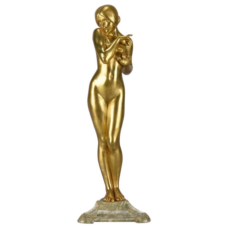 Art Nouveau Bronze 'La Femme Nue' by Louis Chalon For Sale