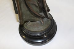Dame en bronze Art Nouveau, socle en marbre 'The book Lady' (La Dame du livre)