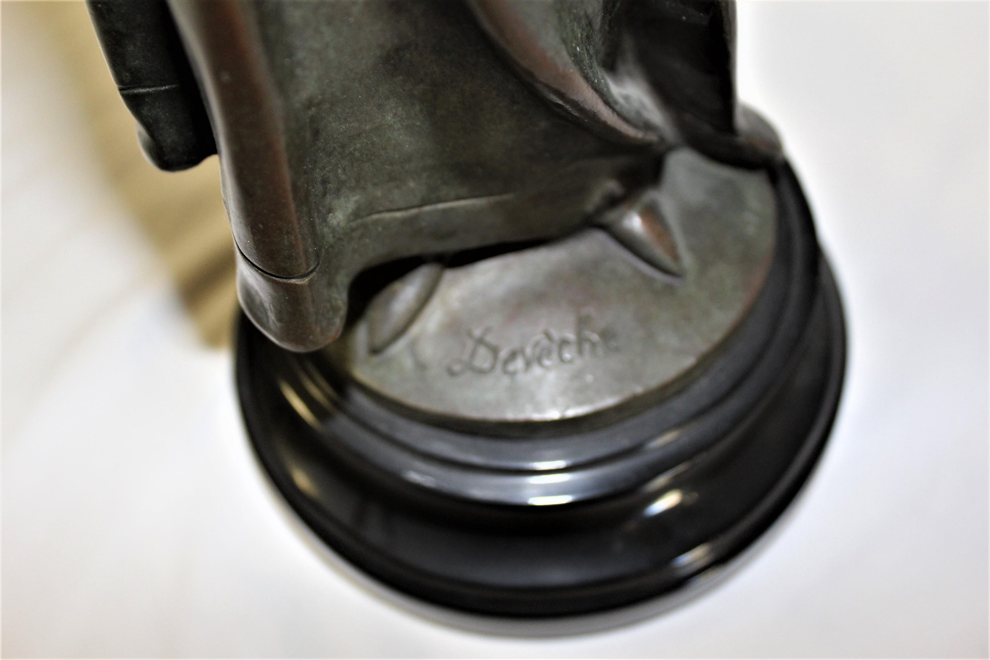 Dama in bronzo Art Nouveau, base in marmo 'La donna del libro' in vendita 1
