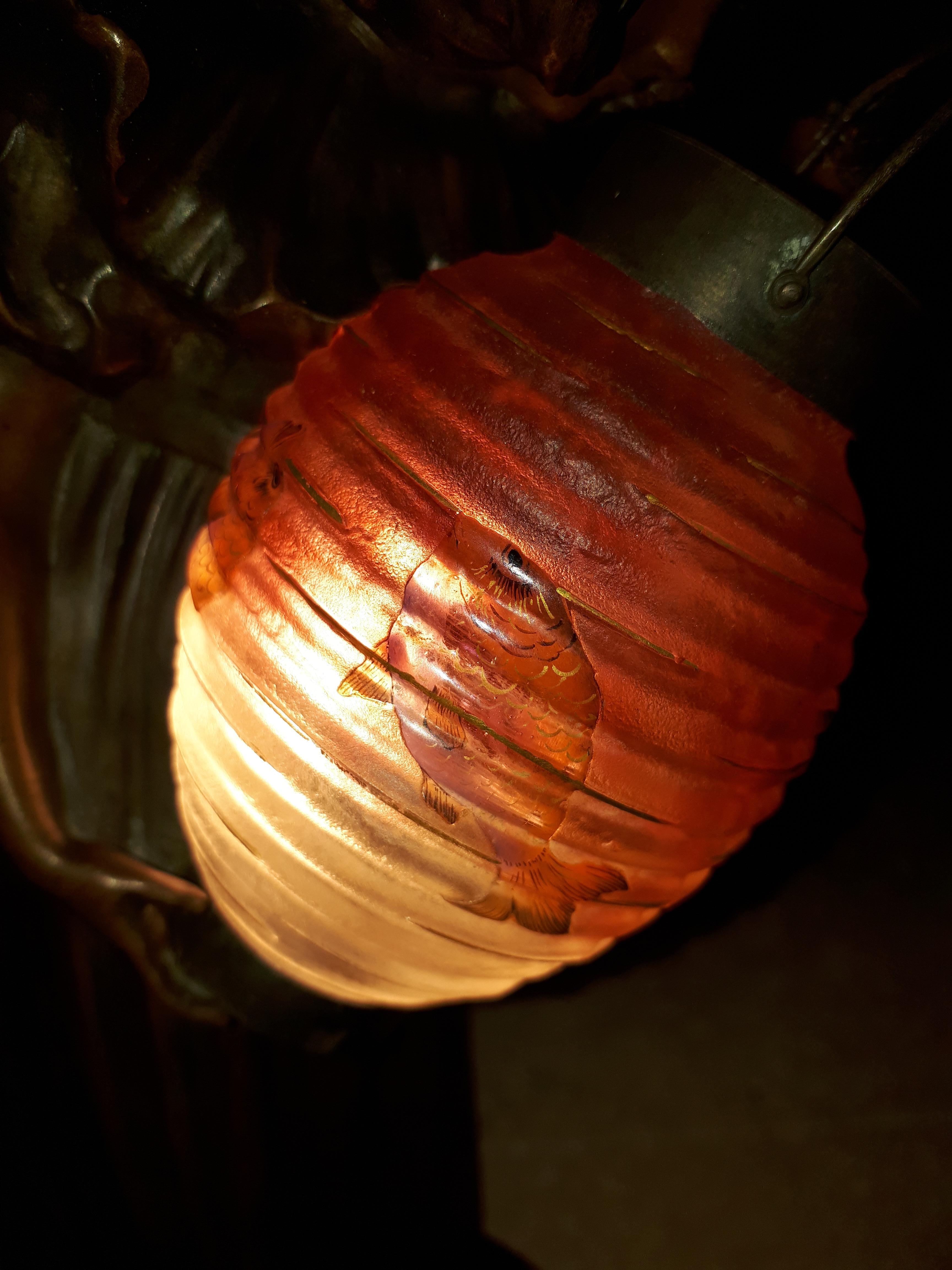 Art Nouveau Bronze Lamp, By Léo Laporte Blairsy And Daum For Sale 14