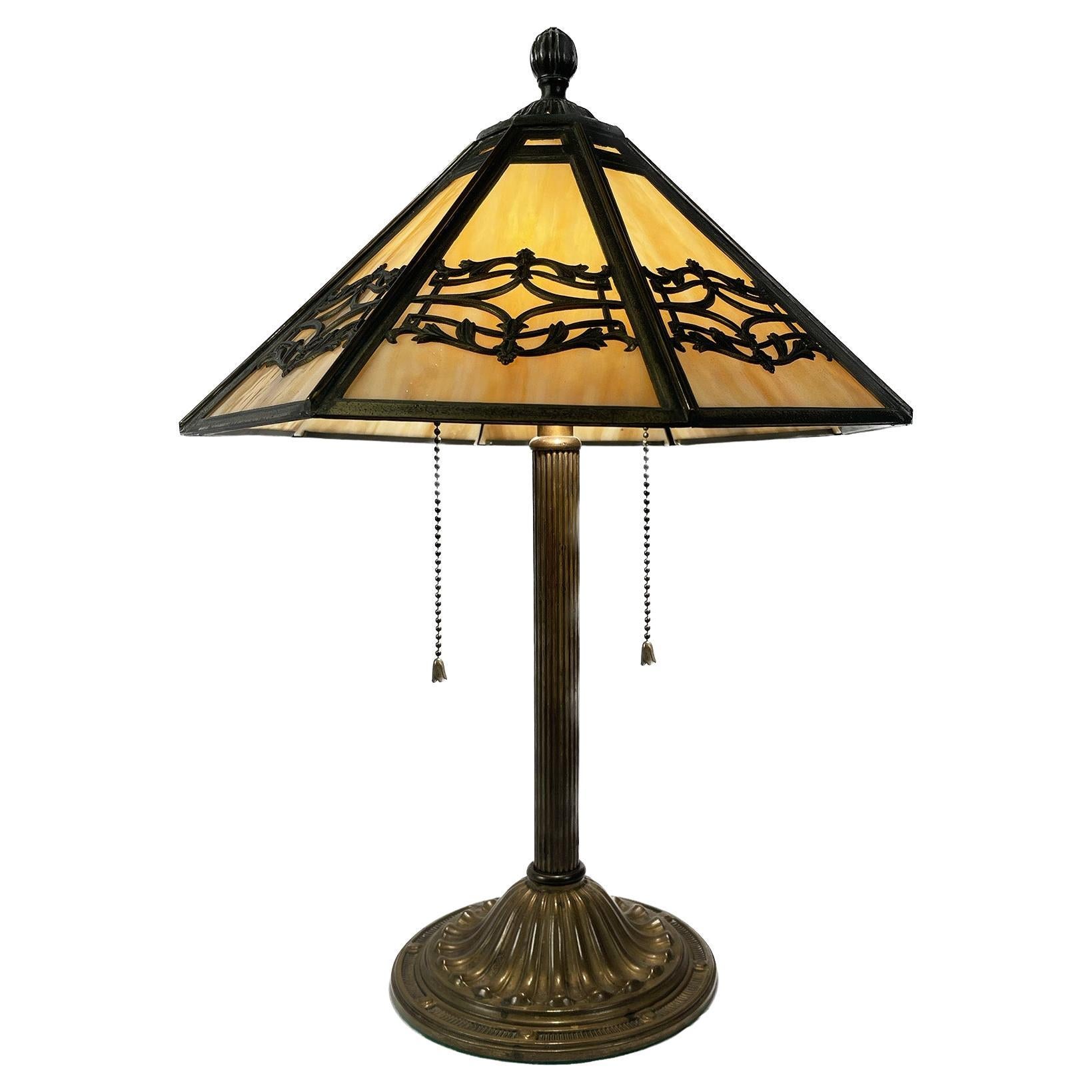 Art Nouveau Bronze Lamp For Sale