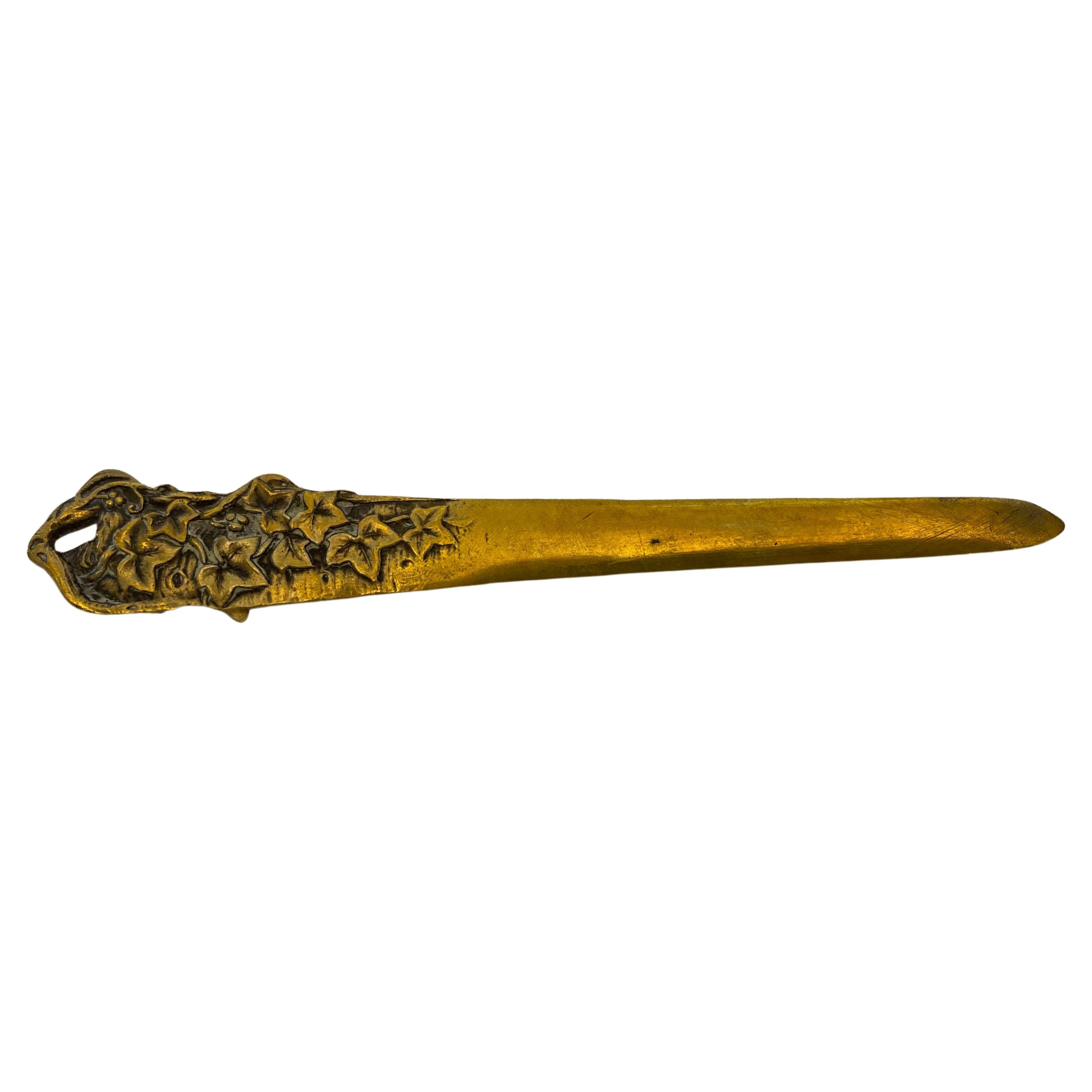 Art Nouveau Bronze Letter Opener or Paper Knife, Signed E. Rischmann