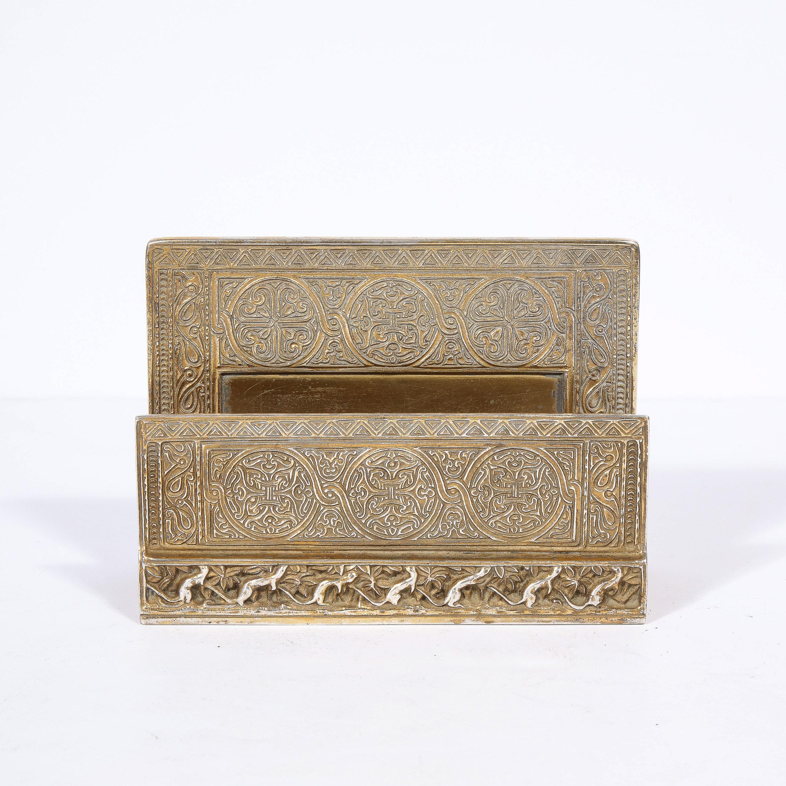 Art Nouveau Bronze Letter Rack w/ Fauna & Celtic Motifs Signed Tiffany Studios 1