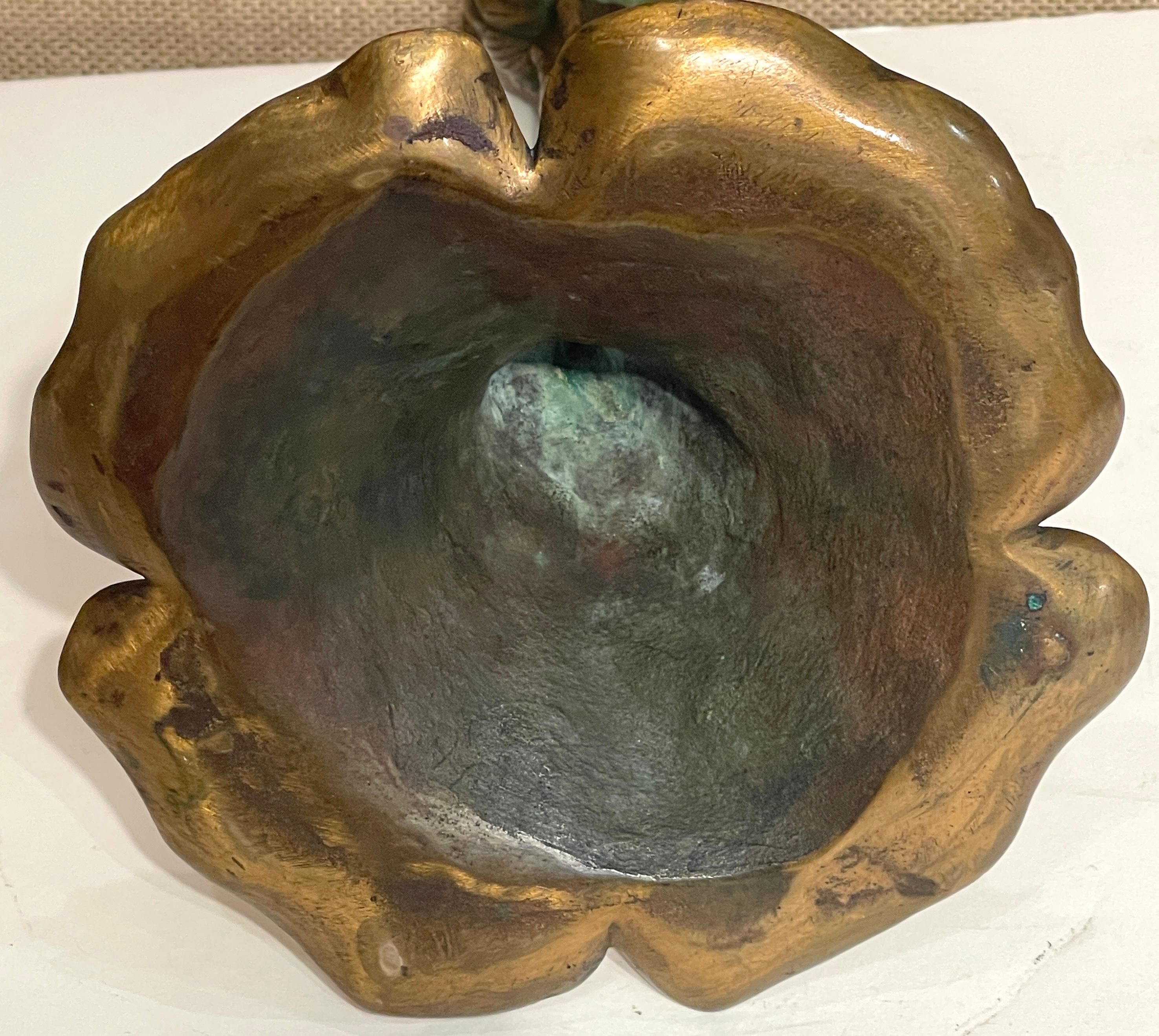 Art Nouveau Bronze Lily Pad & Water Nymph Candlesticks, Signed CH Barr, 1902 For Sale 11