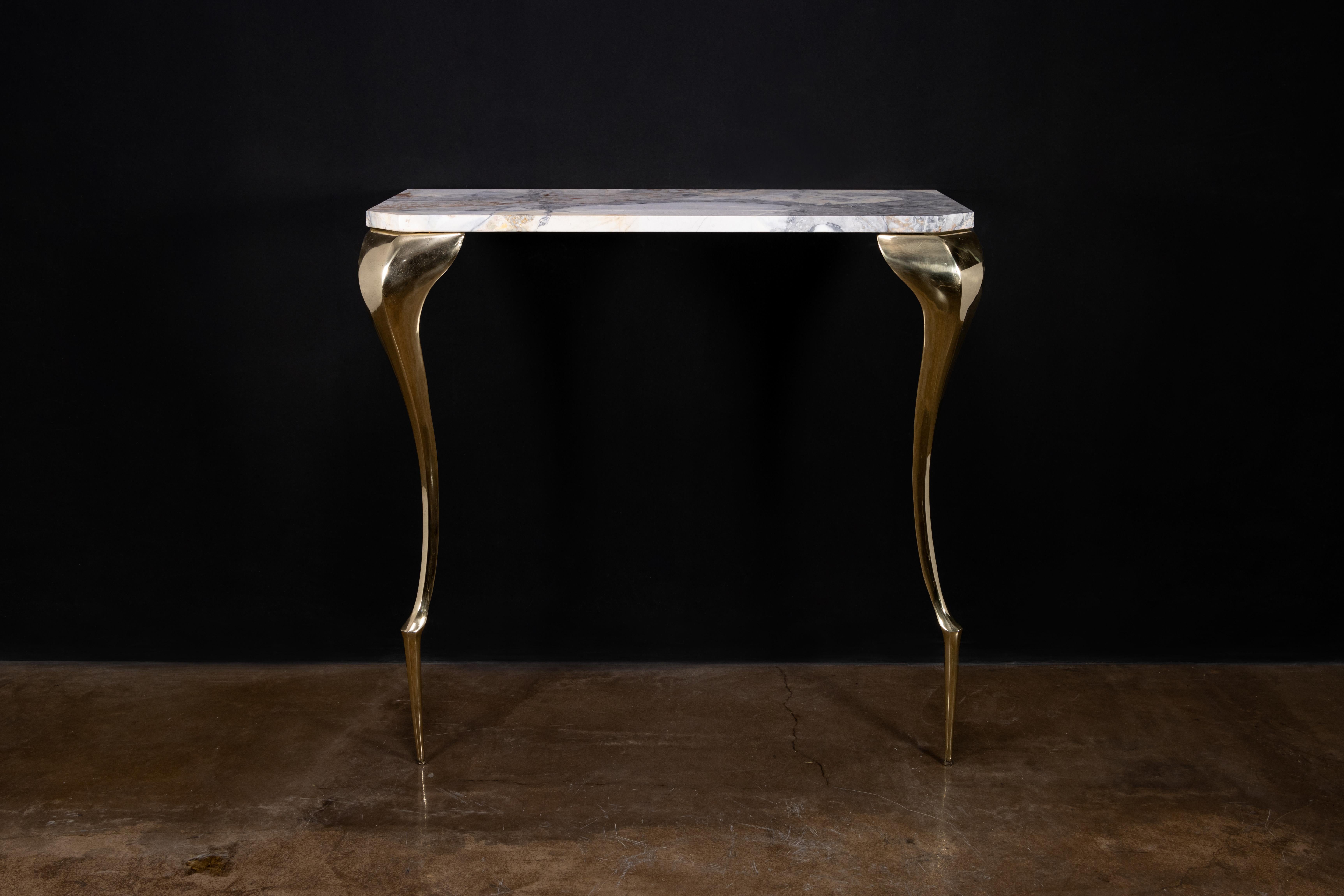 Argentine Art Nouveau Bronze & Marble Console Table from Costantini, Lychorinda, In Stock For Sale