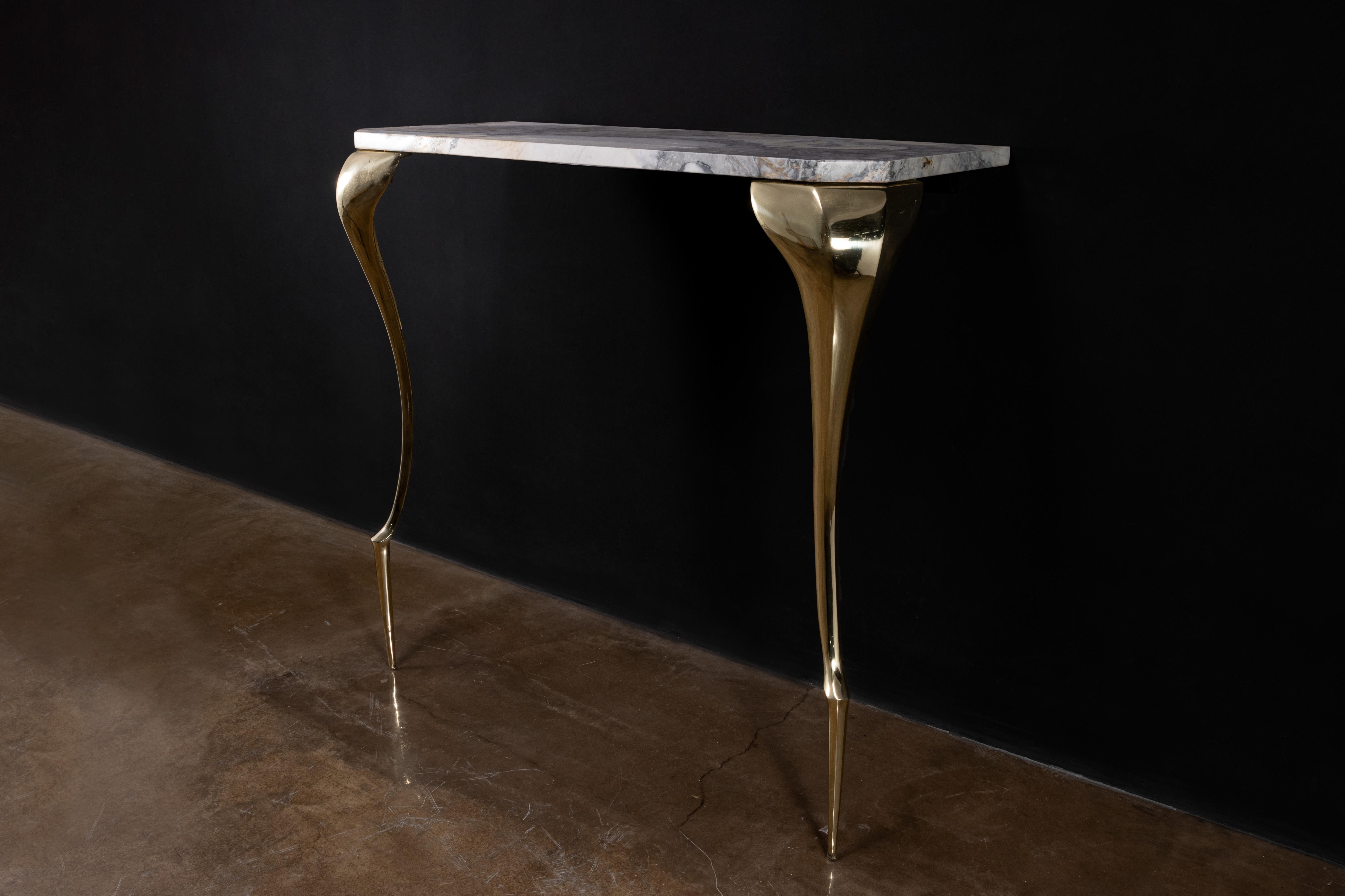 Art Nouveau Bronze & Marble Console Table from Costantini, Lychorinda, In Stock In New Condition For Sale In New York, NY