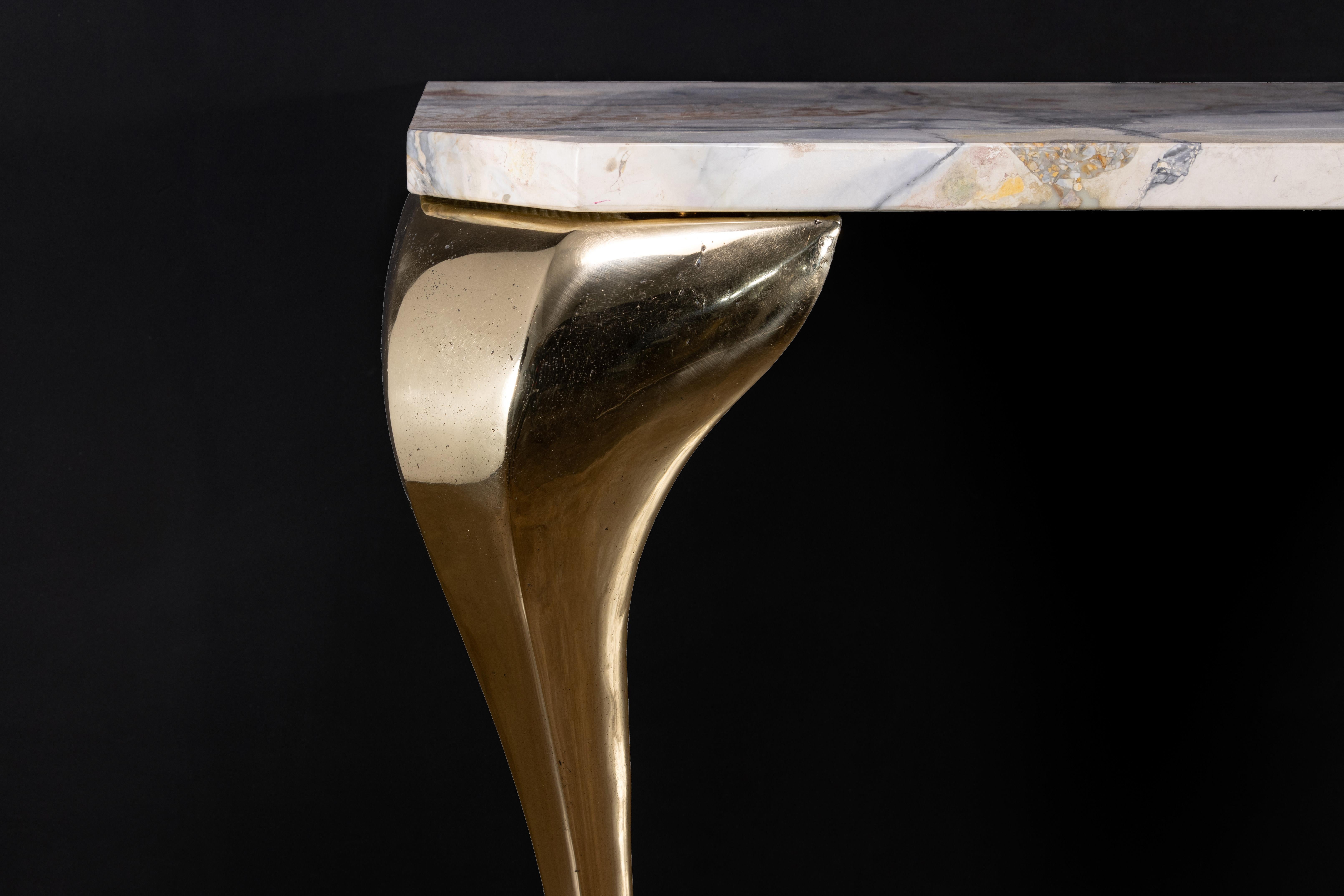 Contemporary Art Nouveau Bronze & Marble Console Table from Costantini, Lychorinda, In Stock For Sale