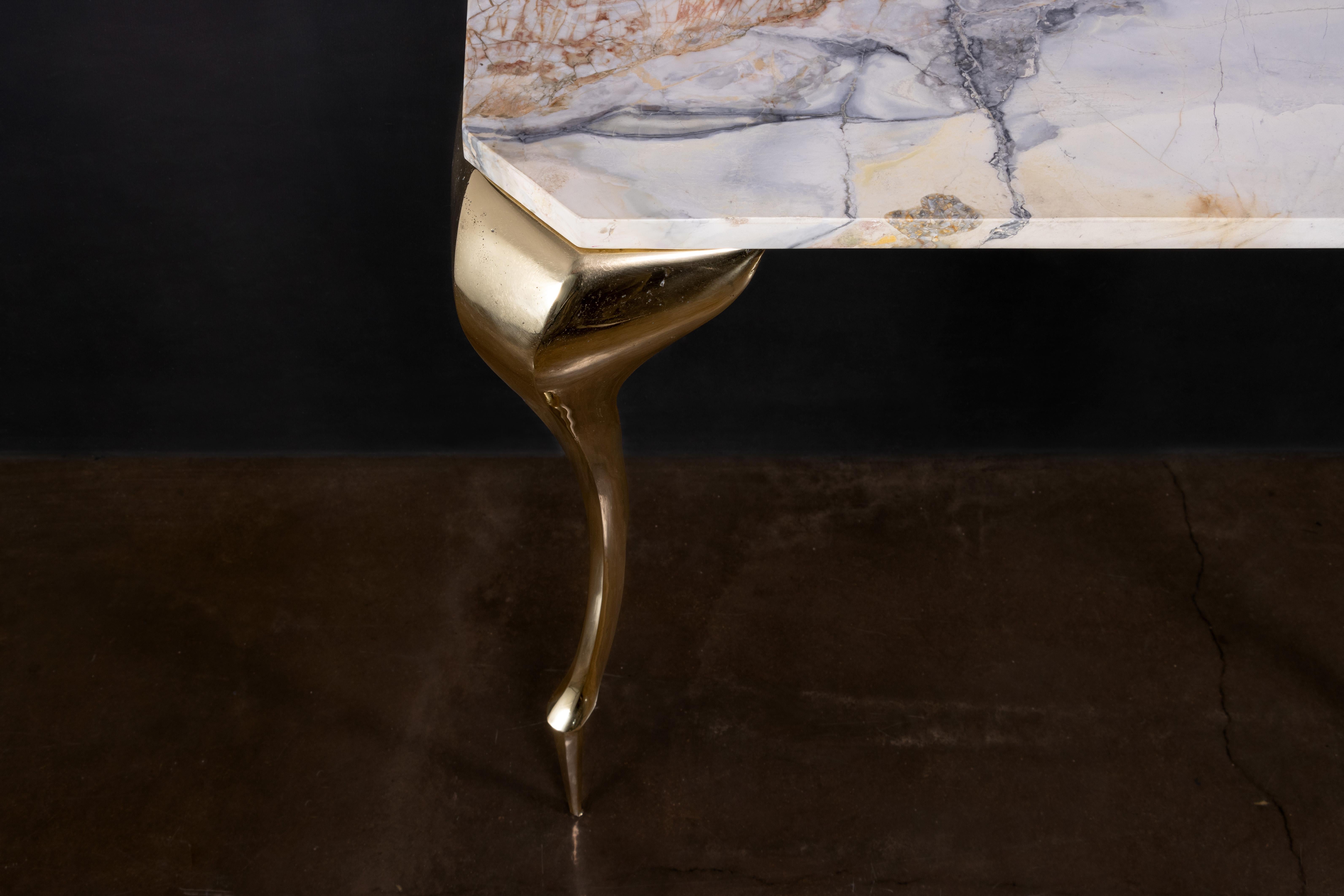 Art Nouveau Bronze & Marble Console Table from Costantini, Lychorinda, In Stock For Sale 1