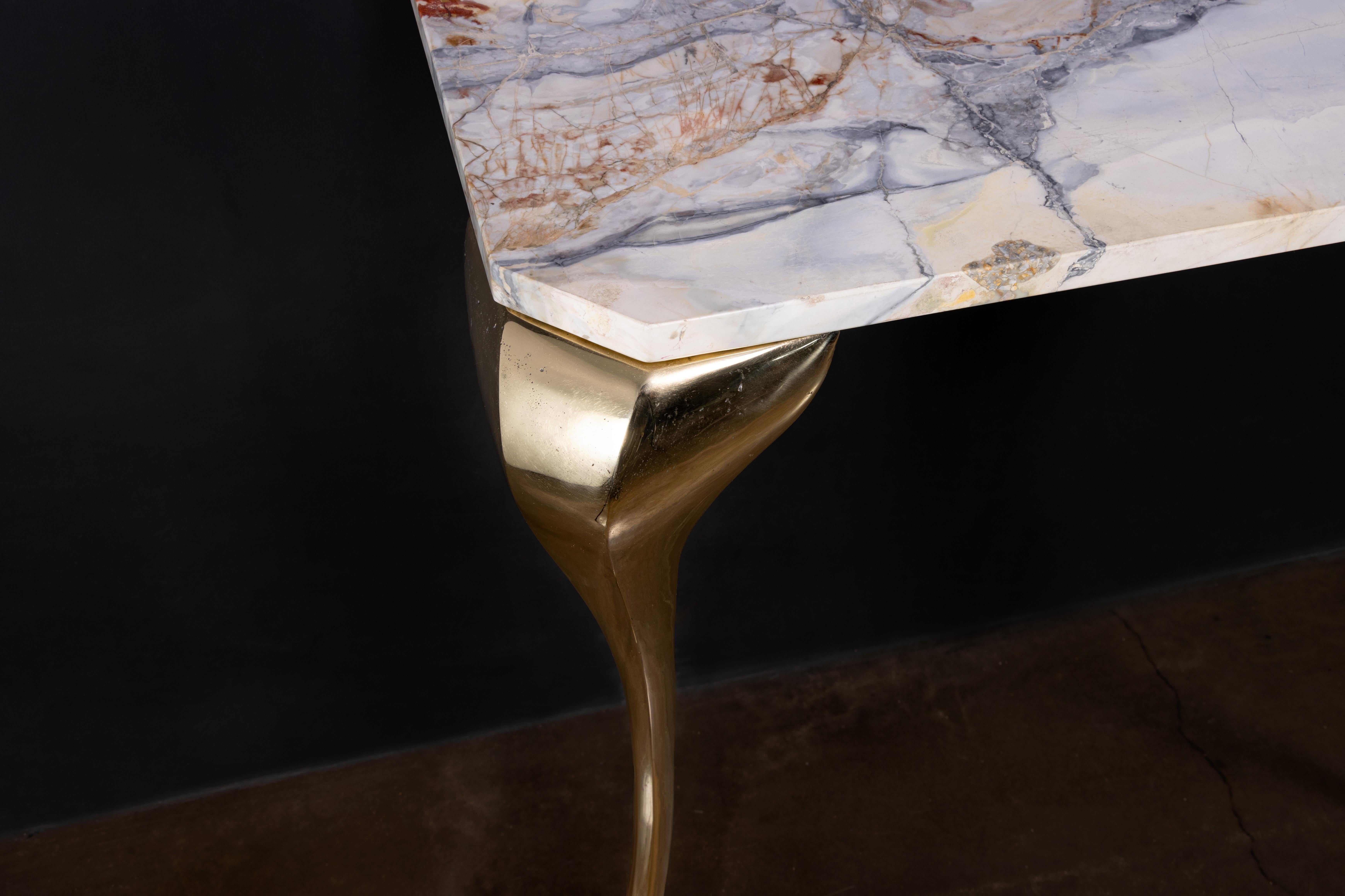 Art Nouveau Bronze & Marble Console Table from Costantini, Lychorinda, In Stock For Sale 2