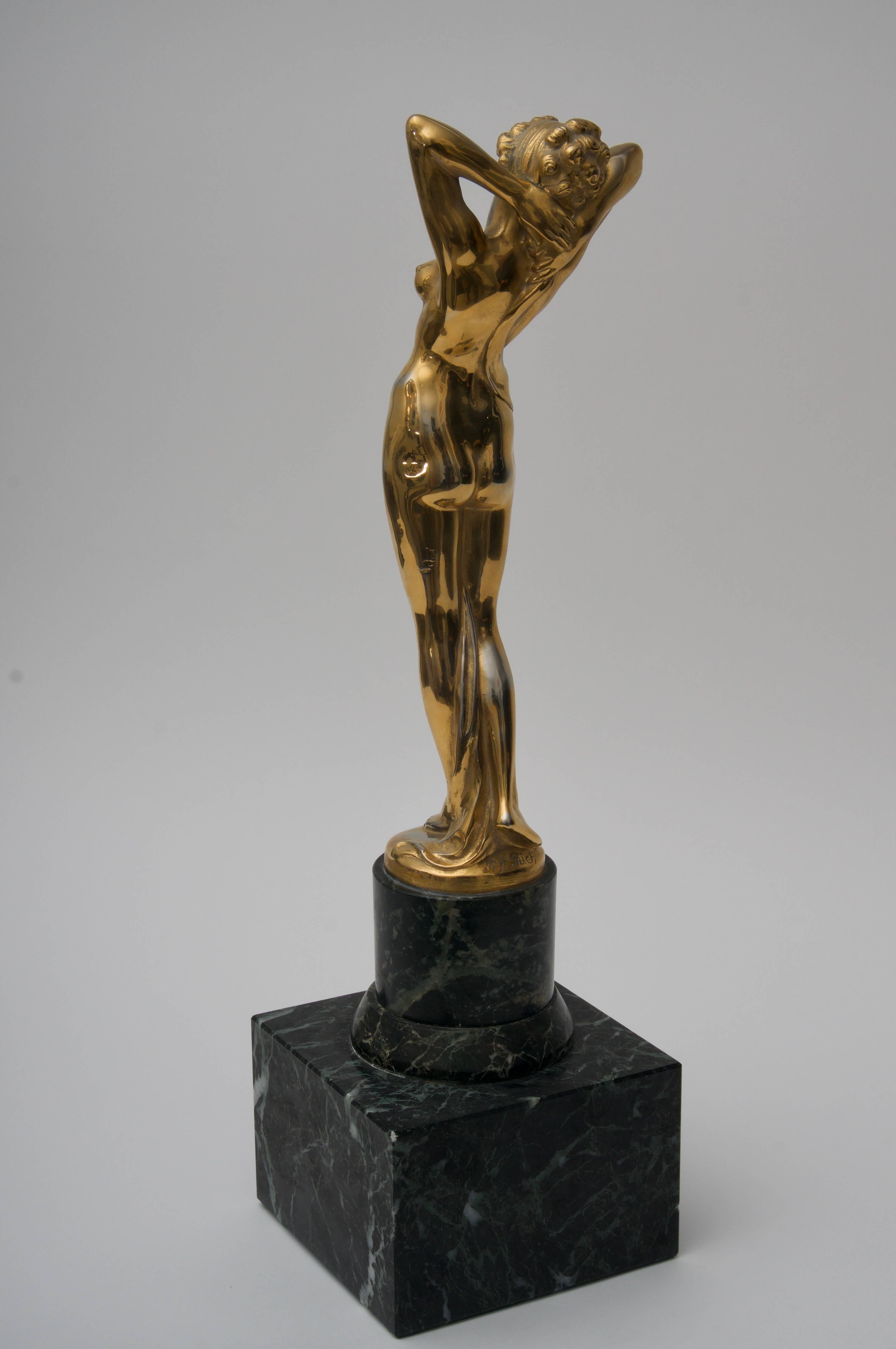 Austrian Art Nouveau Bronze Nude Female Sculpture