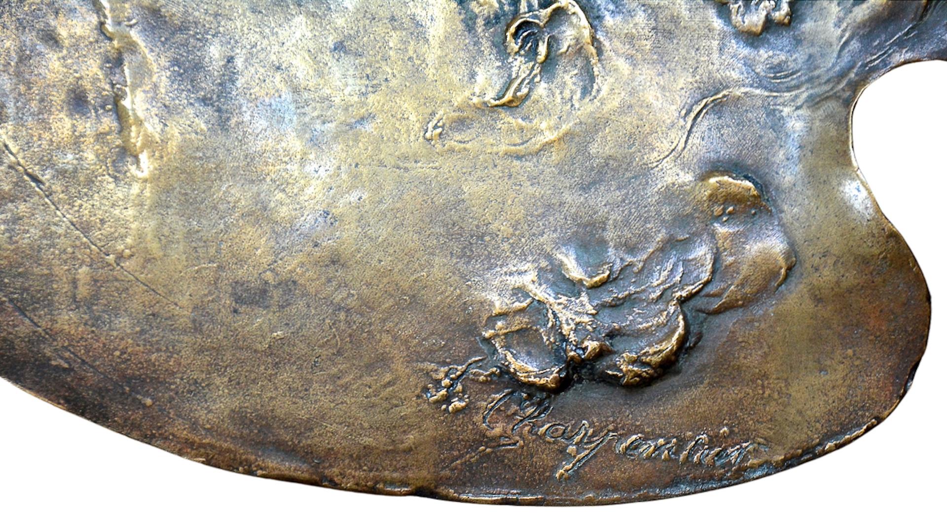 XIXe siècle Sculpture de nu féminin d'une palette de peintre en bronze Art Nouveau Alexandre Charpentier