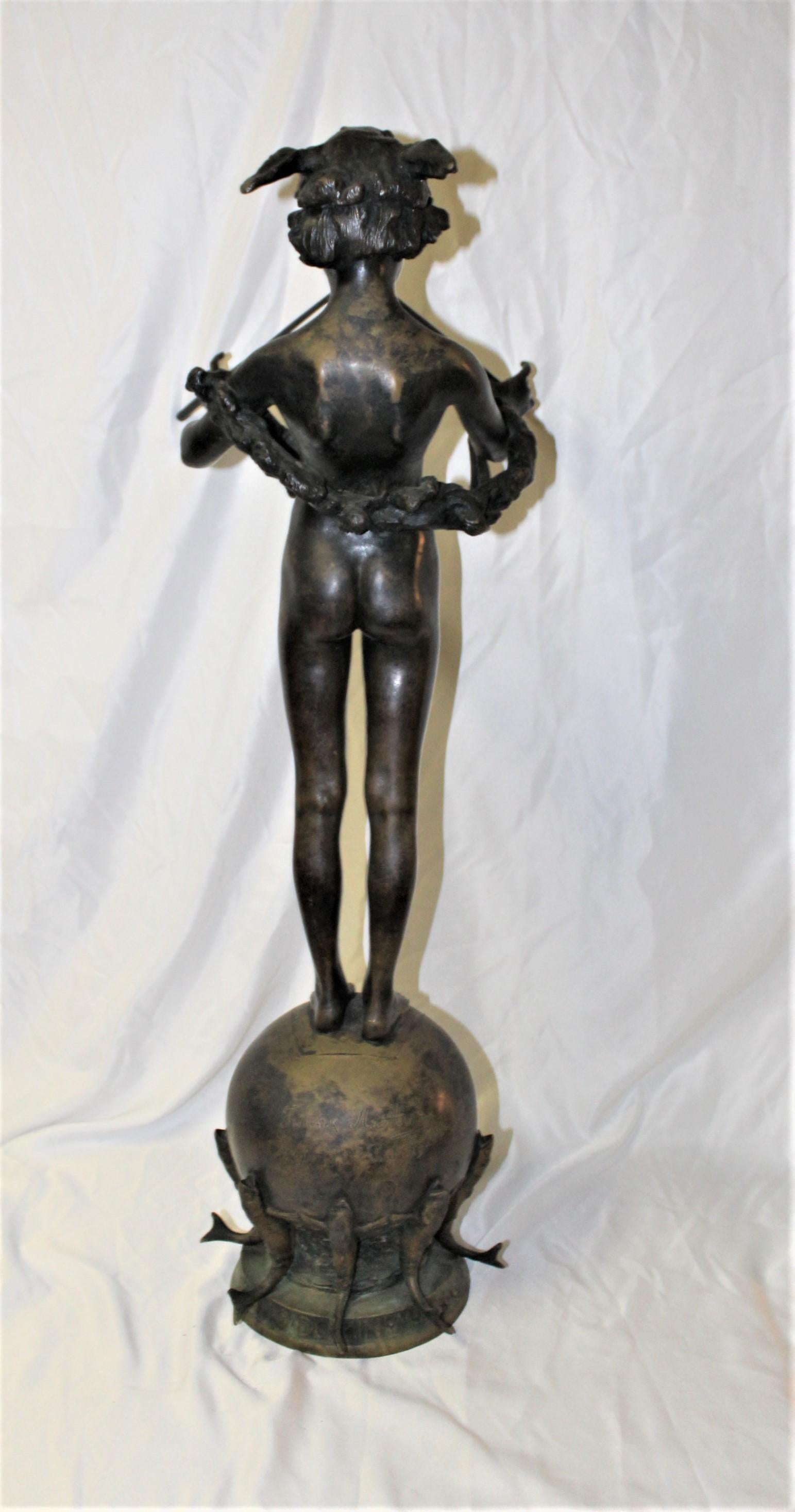 Cast Art Nouveau Bronze 'Pan of Rohallion' by Fredrick William Mac Monies, 1890 Orig For Sale