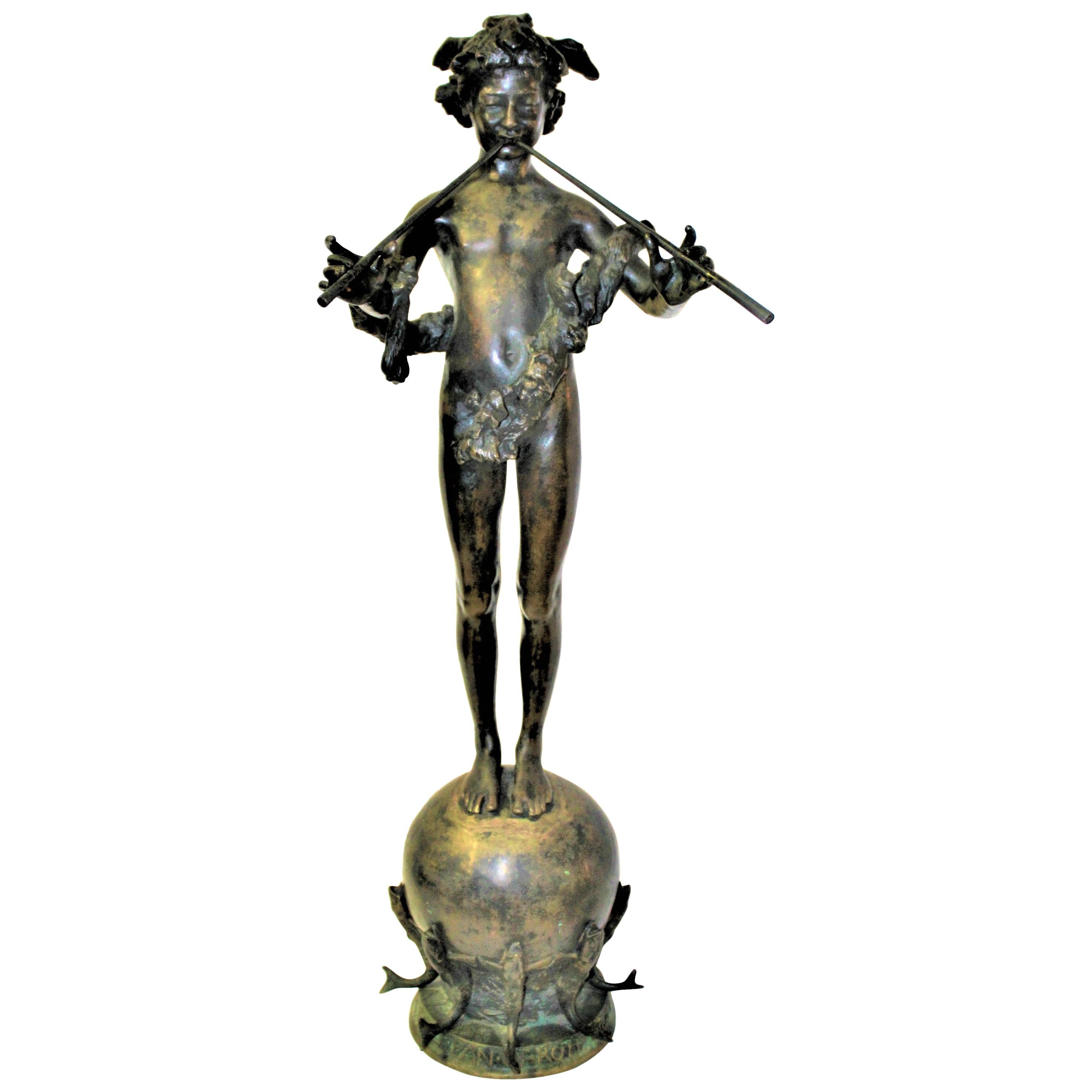 Jugendstil-Bronze „Pan of Rohallion“ aus Bronze von Fredrick William Mac Monies, 1890 Orig