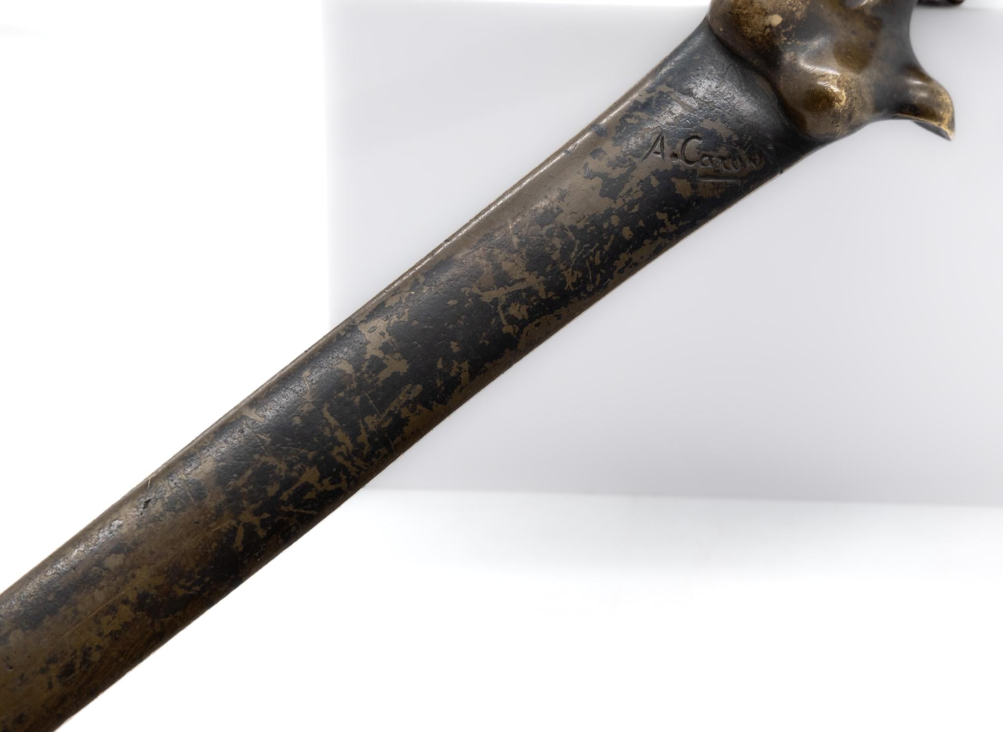 Navaja de Bronce Art Nouveau con Busto Femenino de Alexandre Caron en venta 1
