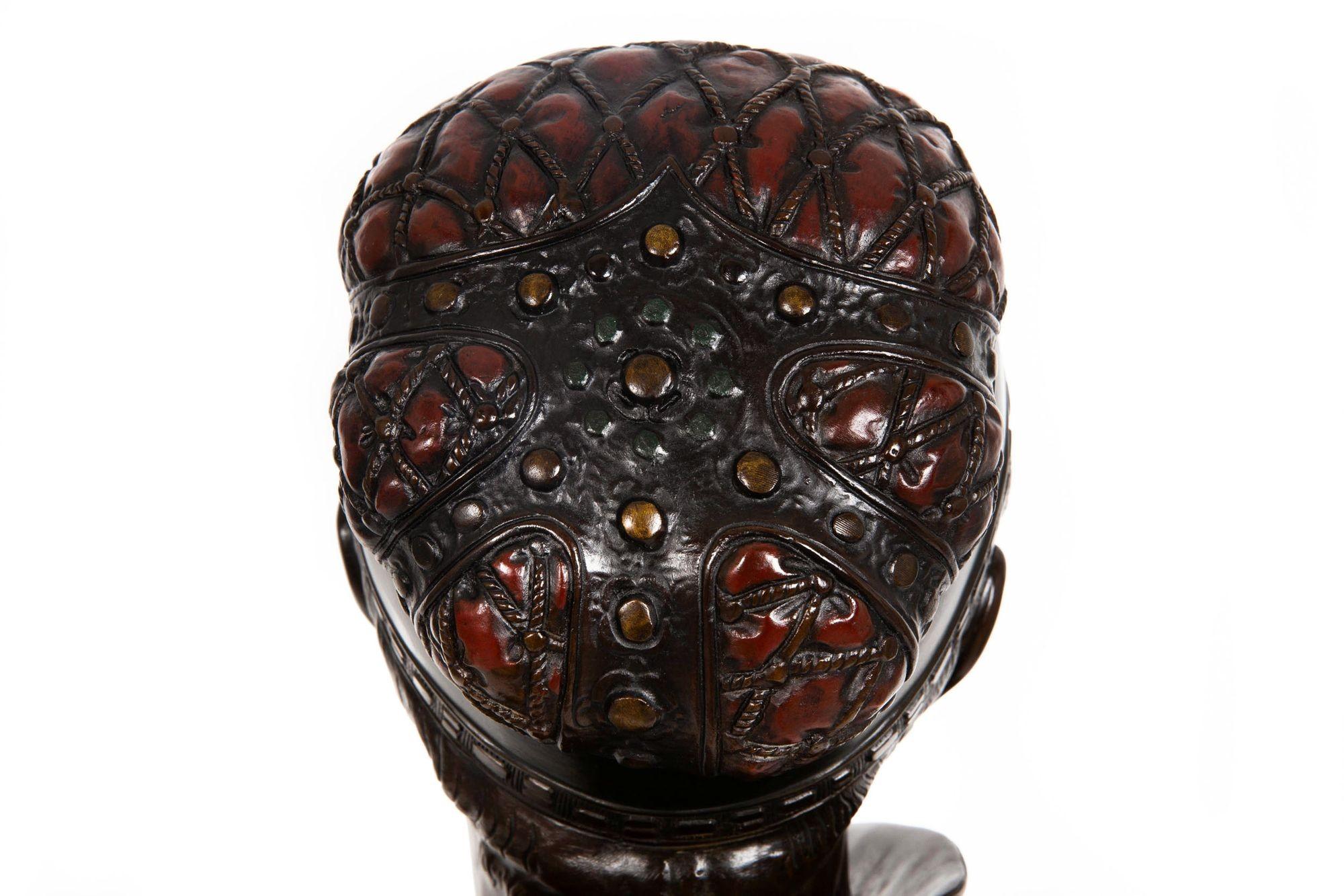 Art Nouveau Bronze Sculpture “Bust of a Woman” by Cesare Ceribelli For Sale 8