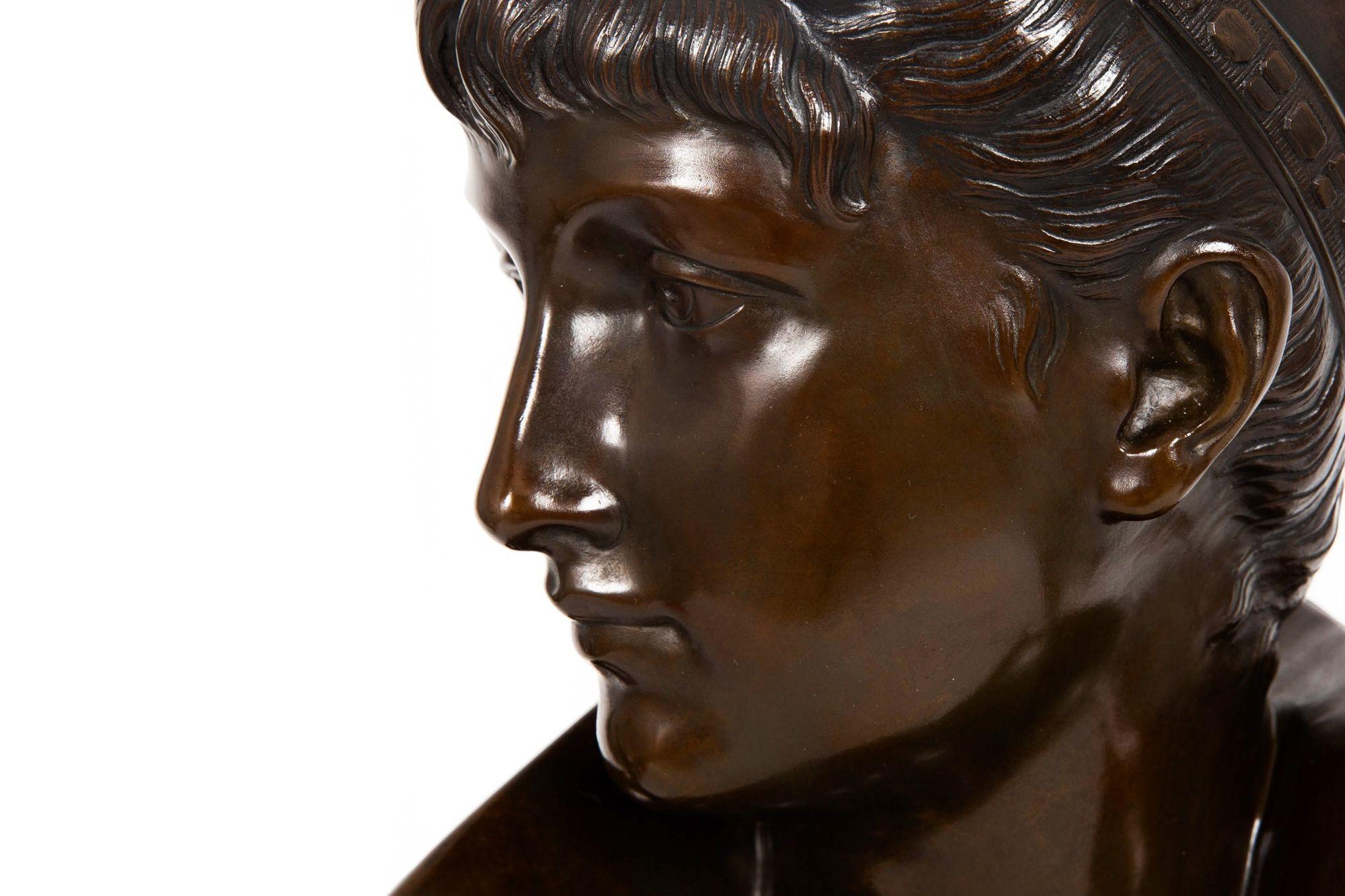 Art Nouveau Bronze Sculpture “Bust of a Woman” by Cesare Ceribelli For Sale 11