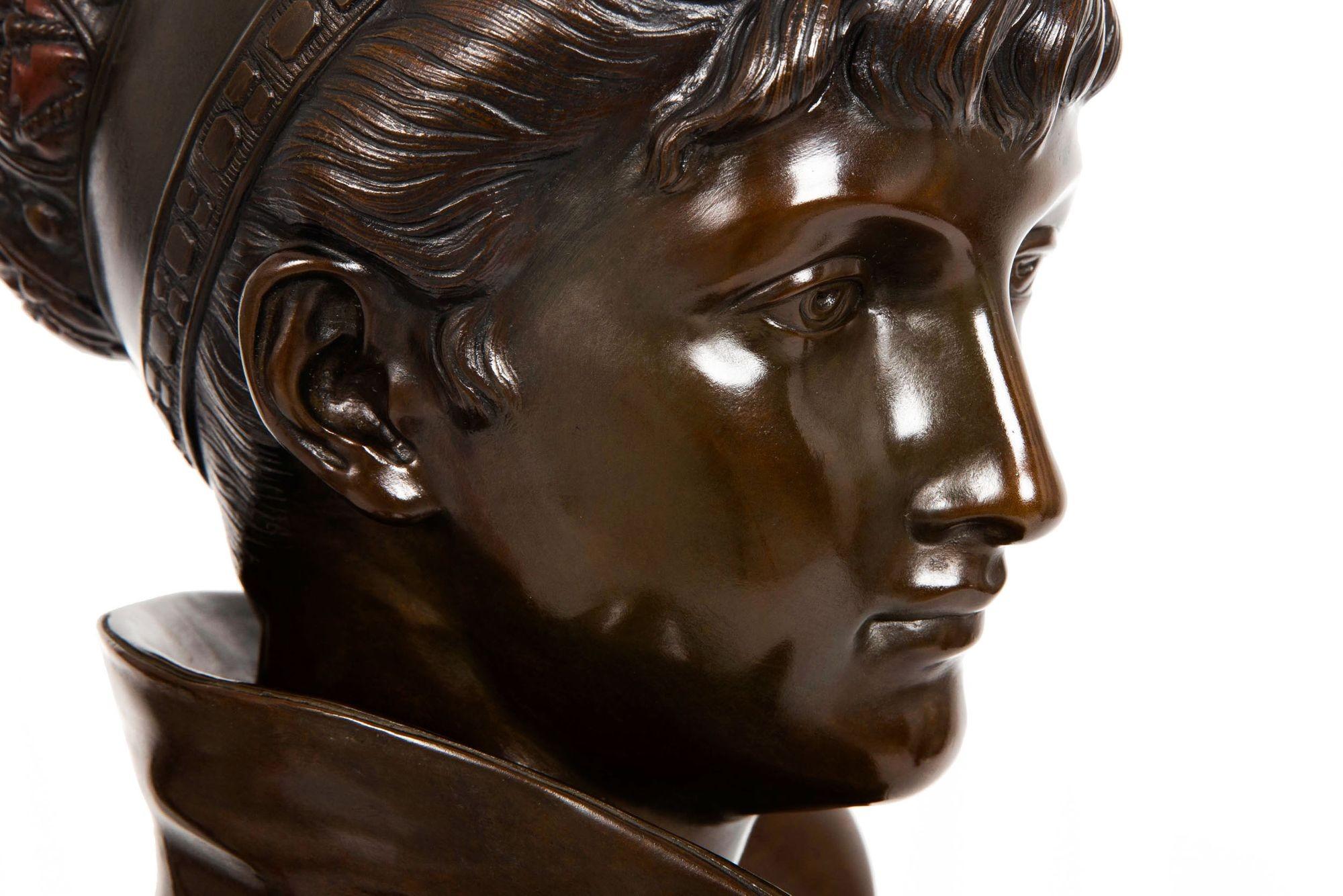 Art Nouveau Bronze Sculpture “Bust of a Woman” by Cesare Ceribelli For Sale 12