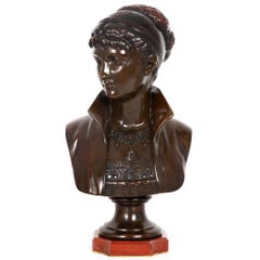 Art Nouveau Bronze Sculpture “Bust of a Woman” by Cesare Ceribelli
