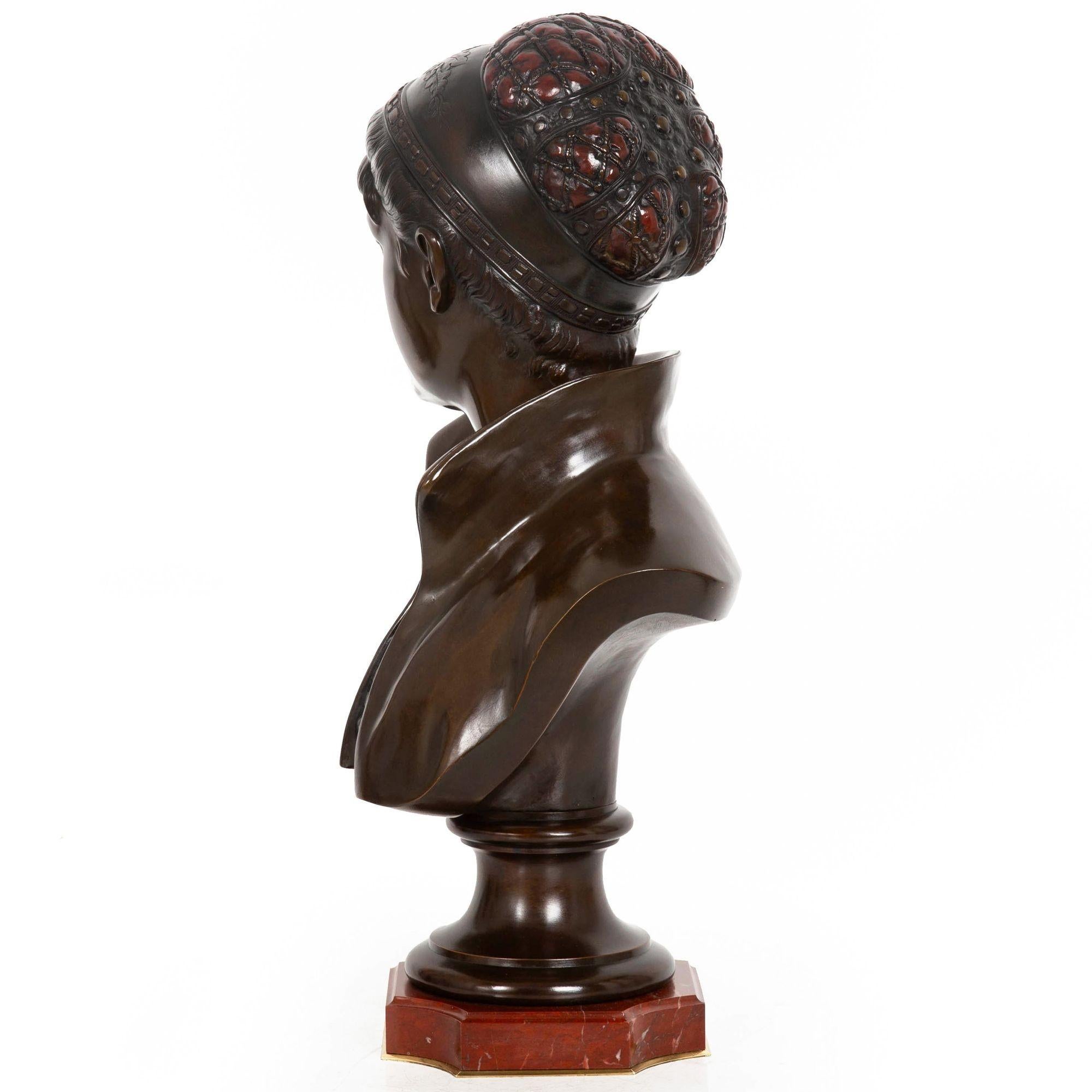 Italian Art Nouveau Bronze Sculpture “Bust of a Woman” by Cesare Ceribelli For Sale