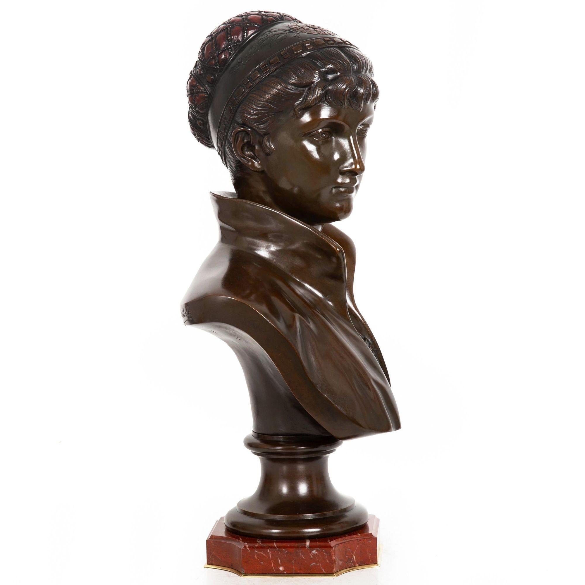 Art Nouveau Bronze Sculpture “Bust of a Woman” by Cesare Ceribelli In Good Condition For Sale In Shippensburg, PA