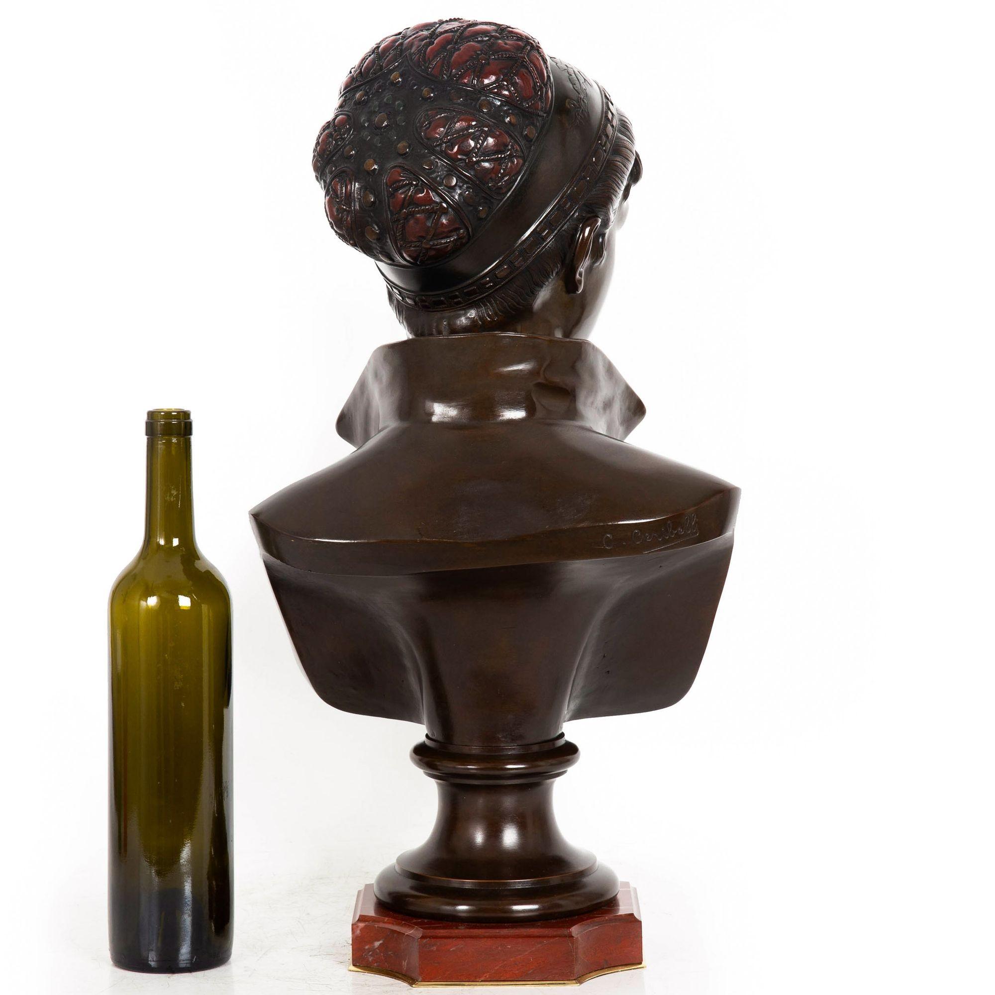 20th Century Art Nouveau Bronze Sculpture “Bust of a Woman” by Cesare Ceribelli For Sale