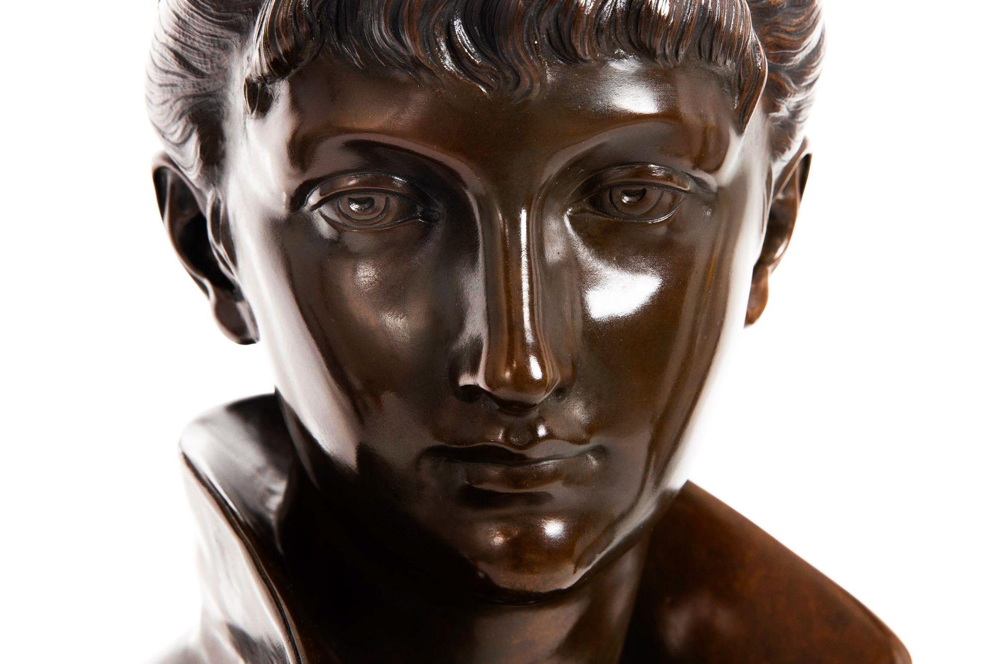 Art Nouveau Bronze Sculpture “Bust of a Woman” by Cesare Ceribelli For Sale 4