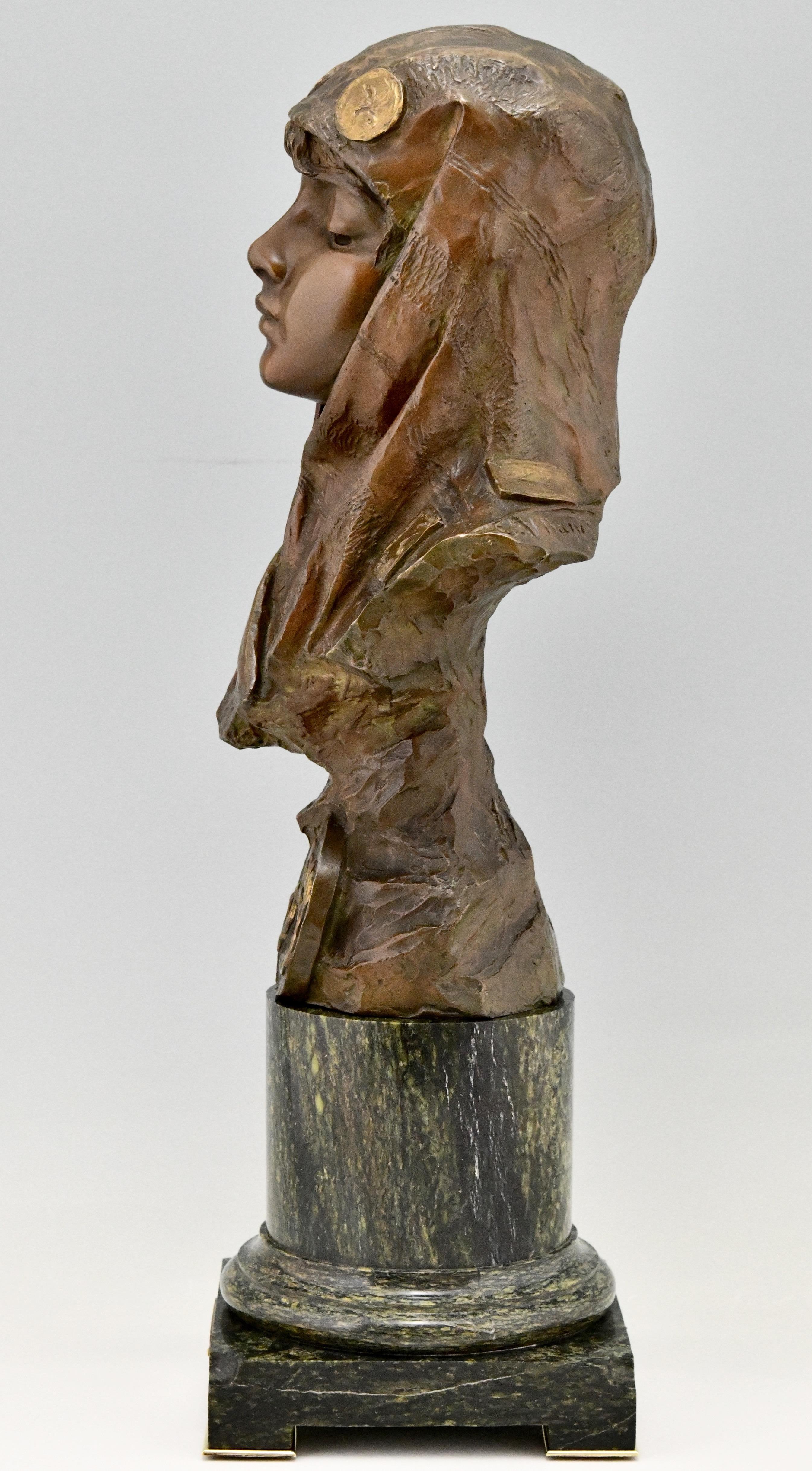Art Nouveau Bronze Sculpture Bust of a Woman Dalila by Emmanuel Villanis, 1890 1