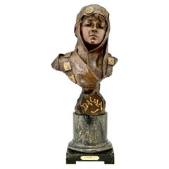 Art Nouveau Bronze Sculpture Bust of a Woman Dalila by Emmanuel Villanis, 1890
