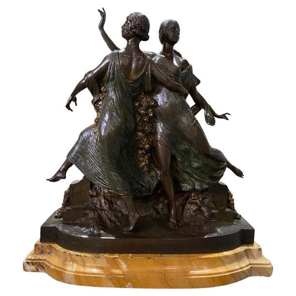 Alexandre Descomps Art Nouveau Bronze Sculpture by Joe Descomps