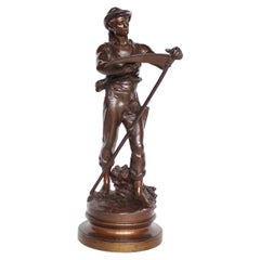 Art Nouveau Bronze Sculpture by Mathurin Moreau Signed and Stamped, circa 1890