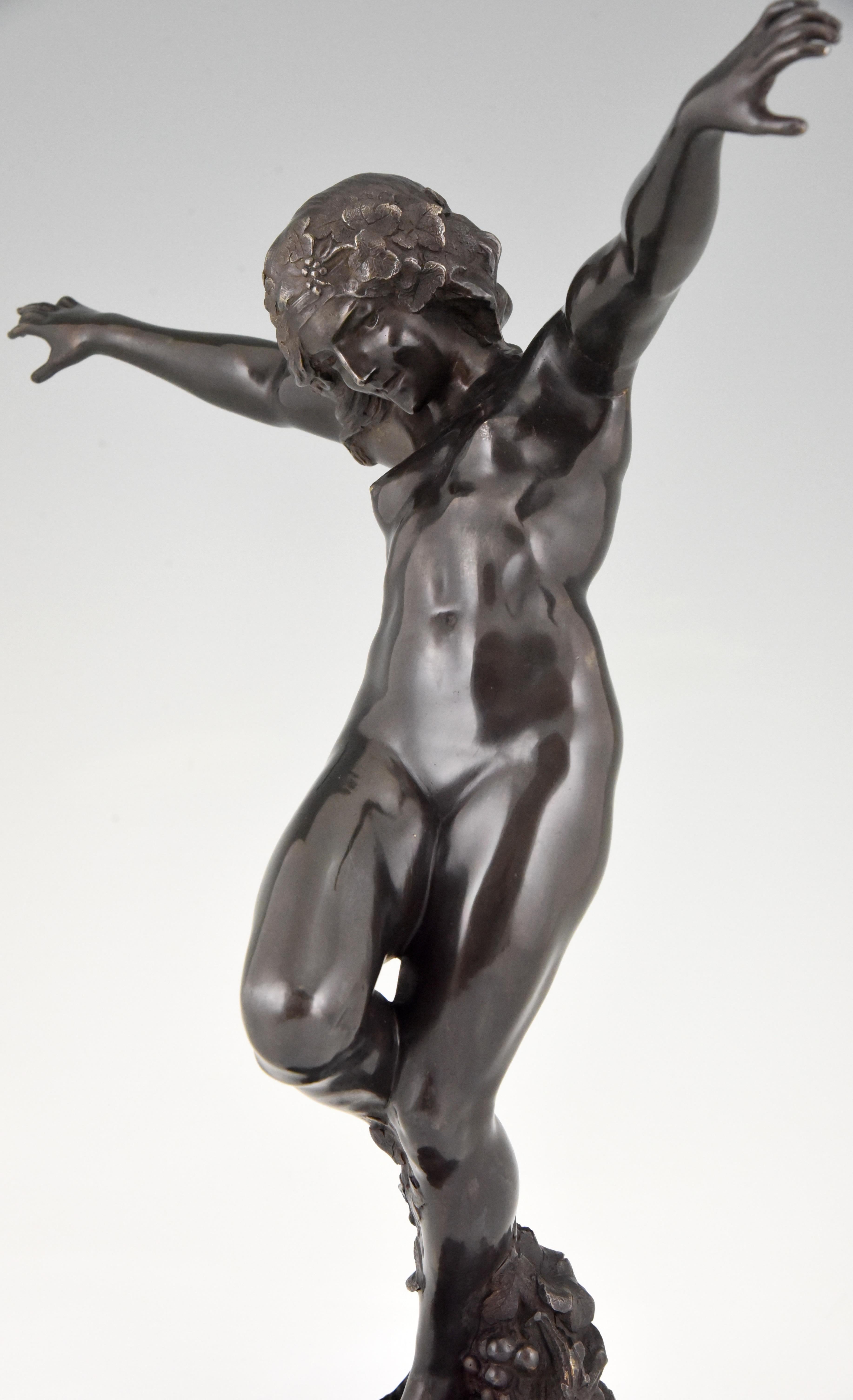 Art Nouveau Bronze Sculpture Dancing Nude Bacchante Carl Binder, France, 1905 3