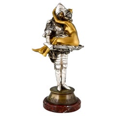 Art Nouveau Bronze Sculpture Knight with Nude Celui Qui Fut Pris by Clemencin