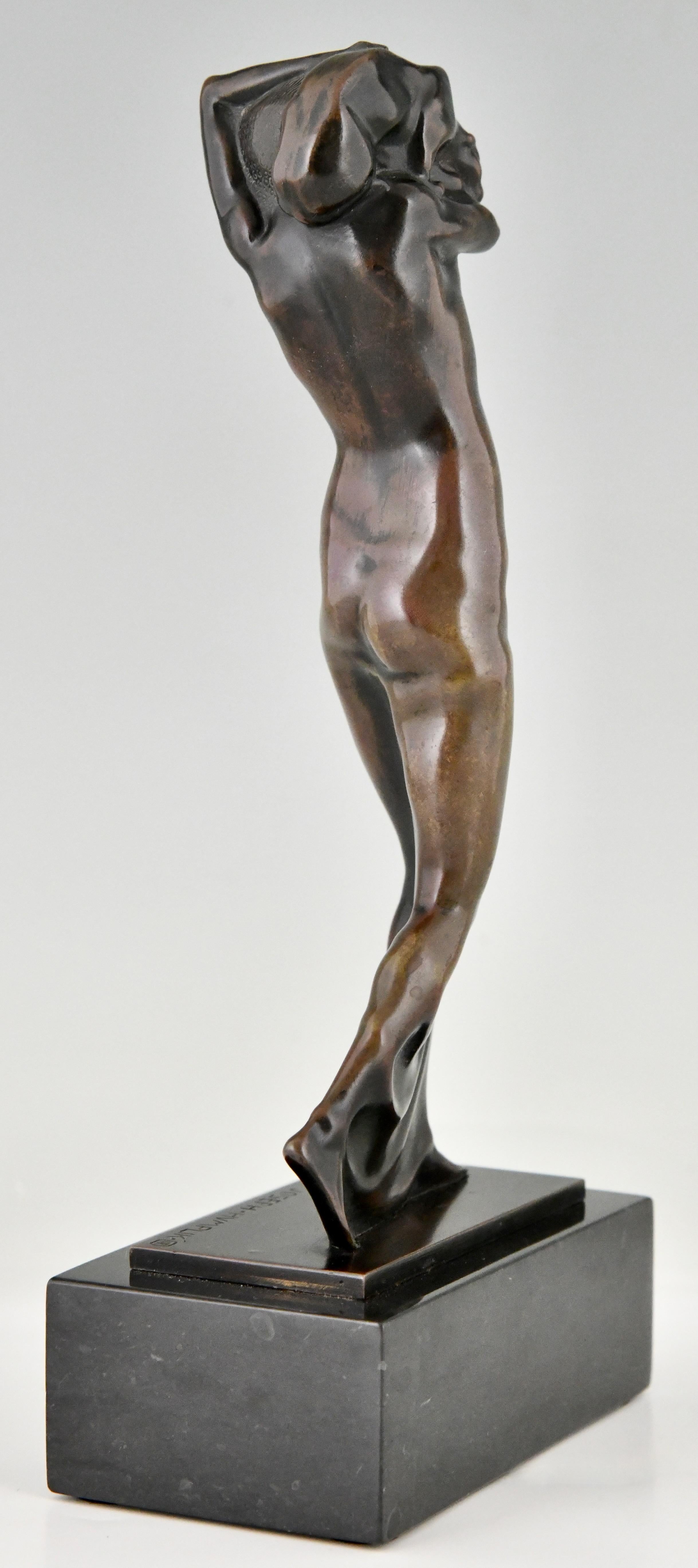 Début du 20ème siècle Sculpture en bronze Art nouveau avec panthère de Joseph Humplik, Autriche 1910 en vente