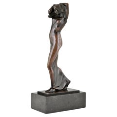 Sculpture en bronze Art nouveau avec panthère de Joseph Humplik, Autriche 1910