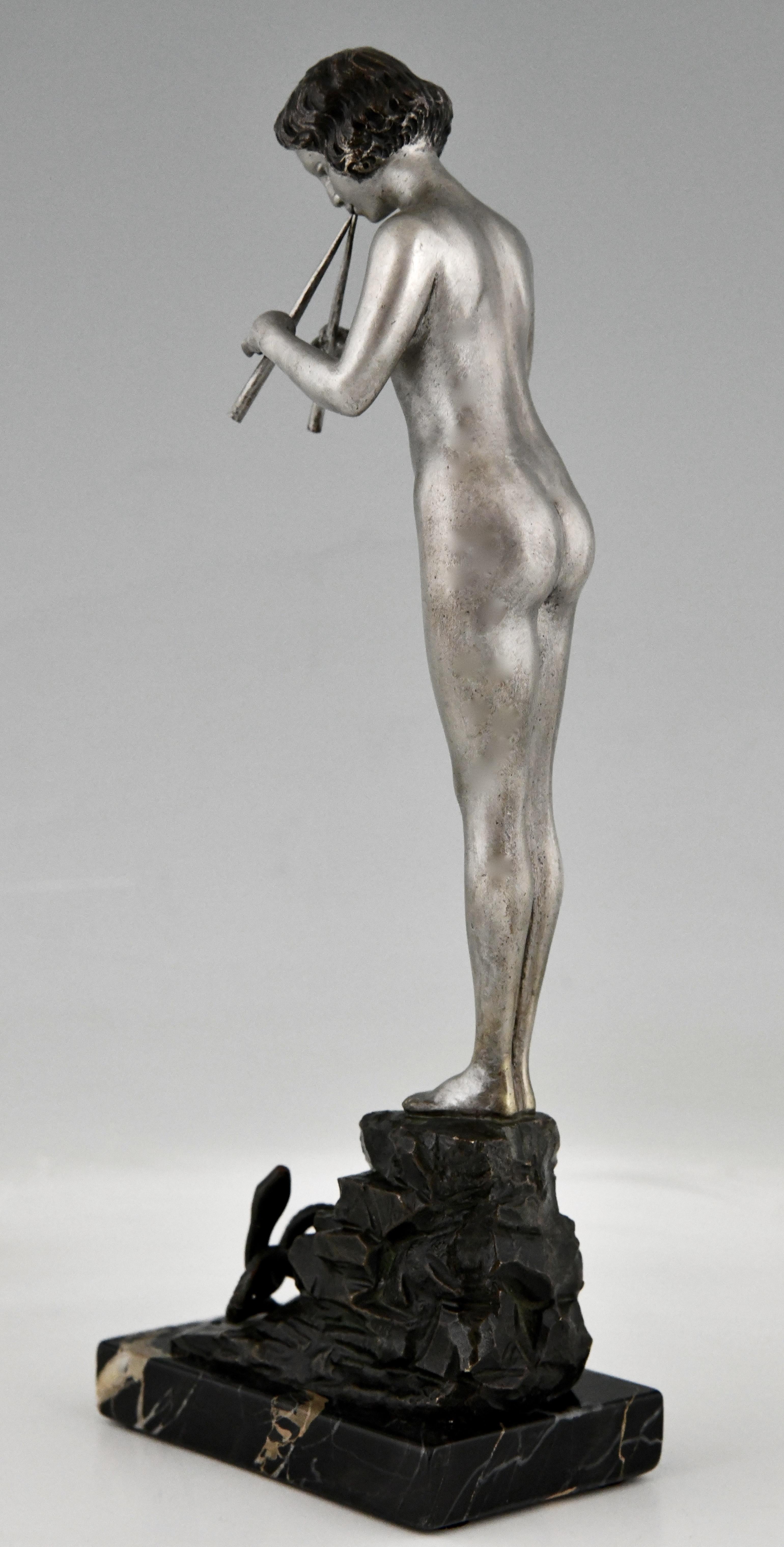Art Nouveau Bronze Sculpture Nude Snake Charmer, Germany Ca. 1900 For Sale 1
