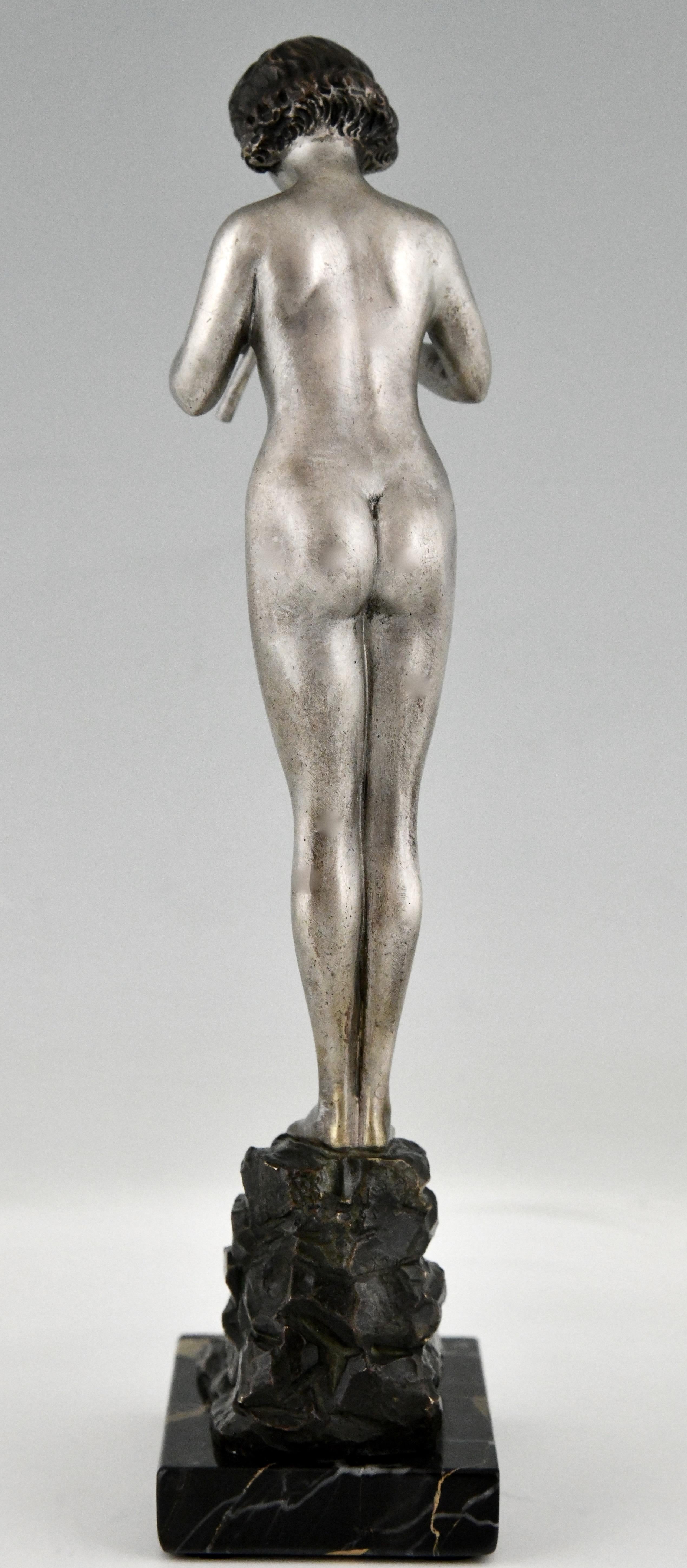 Art Nouveau Bronze Sculpture Nude Snake Charmer, Germany Ca. 1900 For Sale 2