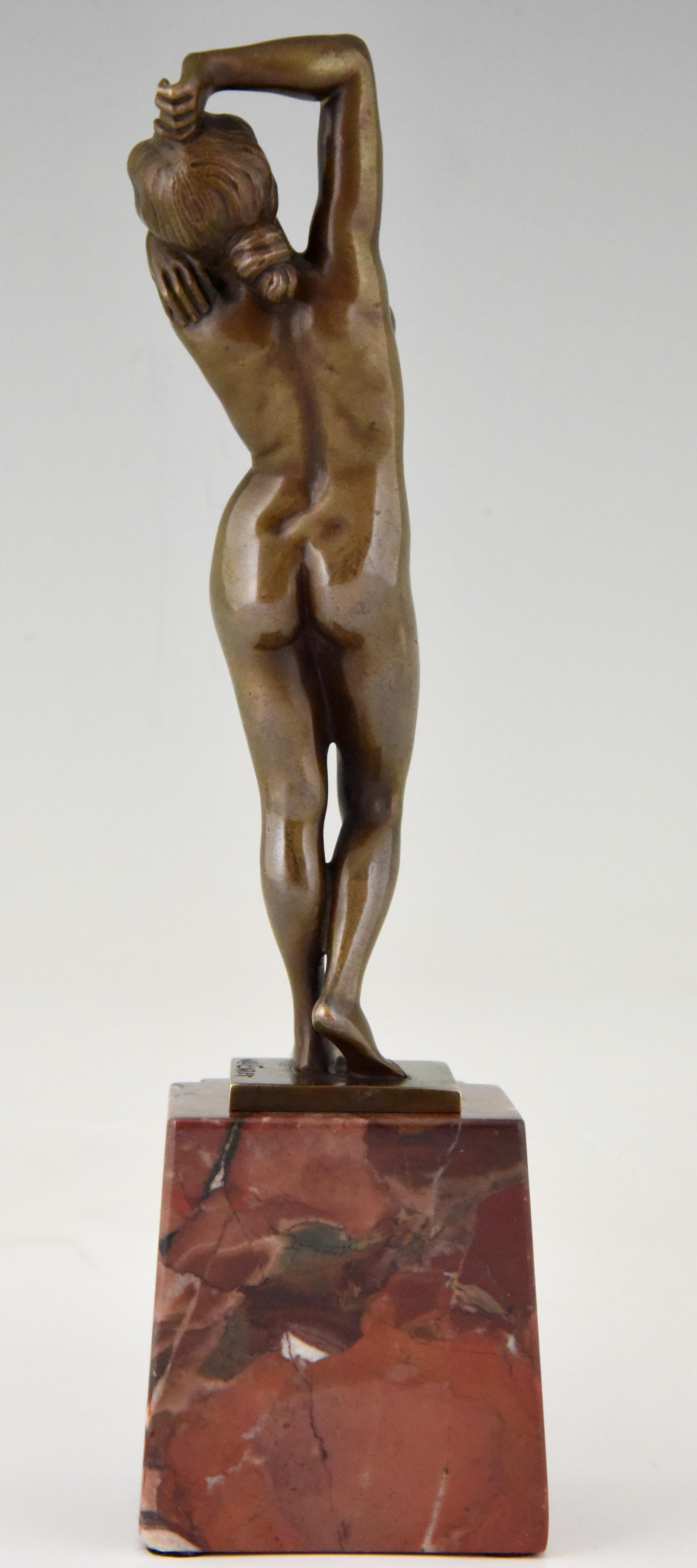 German Art Nouveau Bronze Sculpture of a Standing Nude Willi Exner 1910