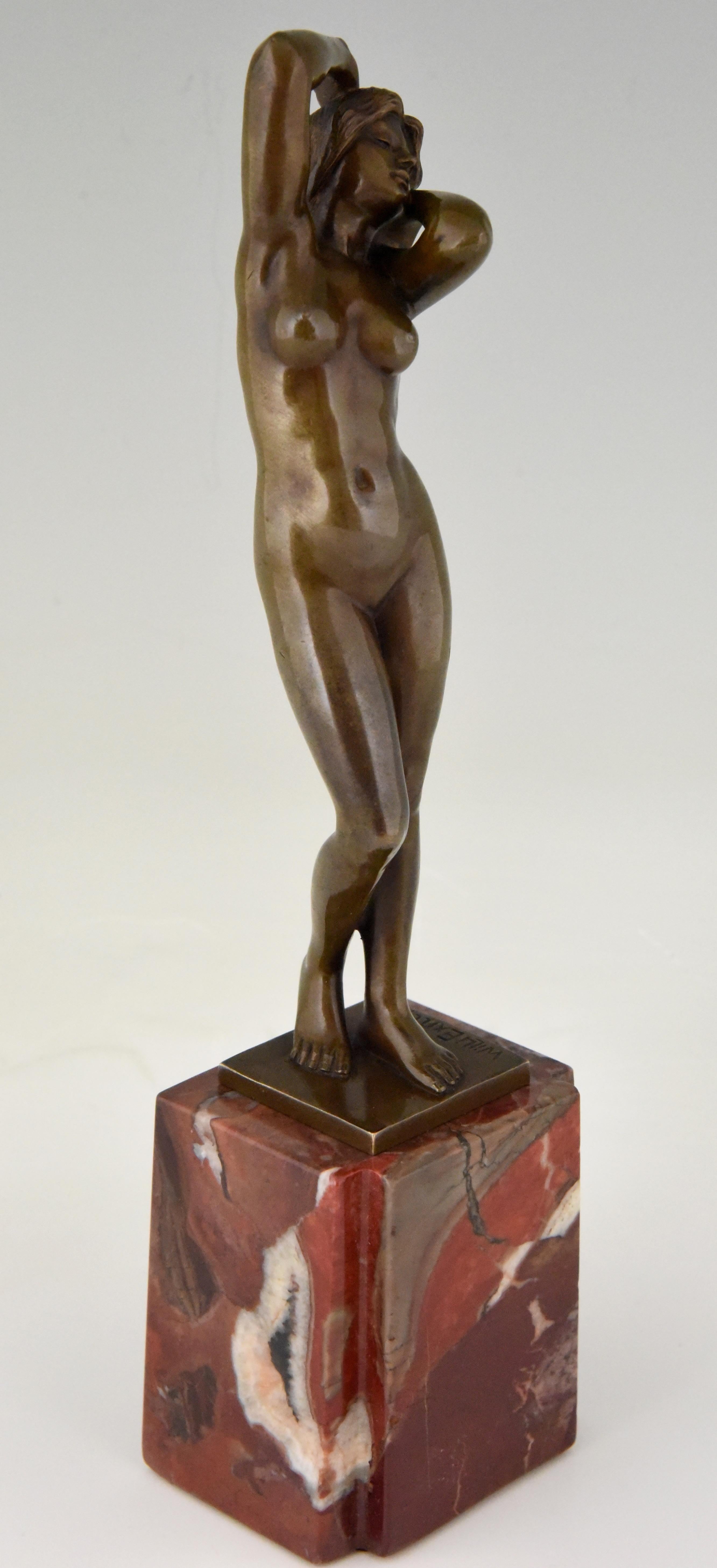 20th Century Art Nouveau Bronze Sculpture of a Standing Nude Willi Exner 1910
