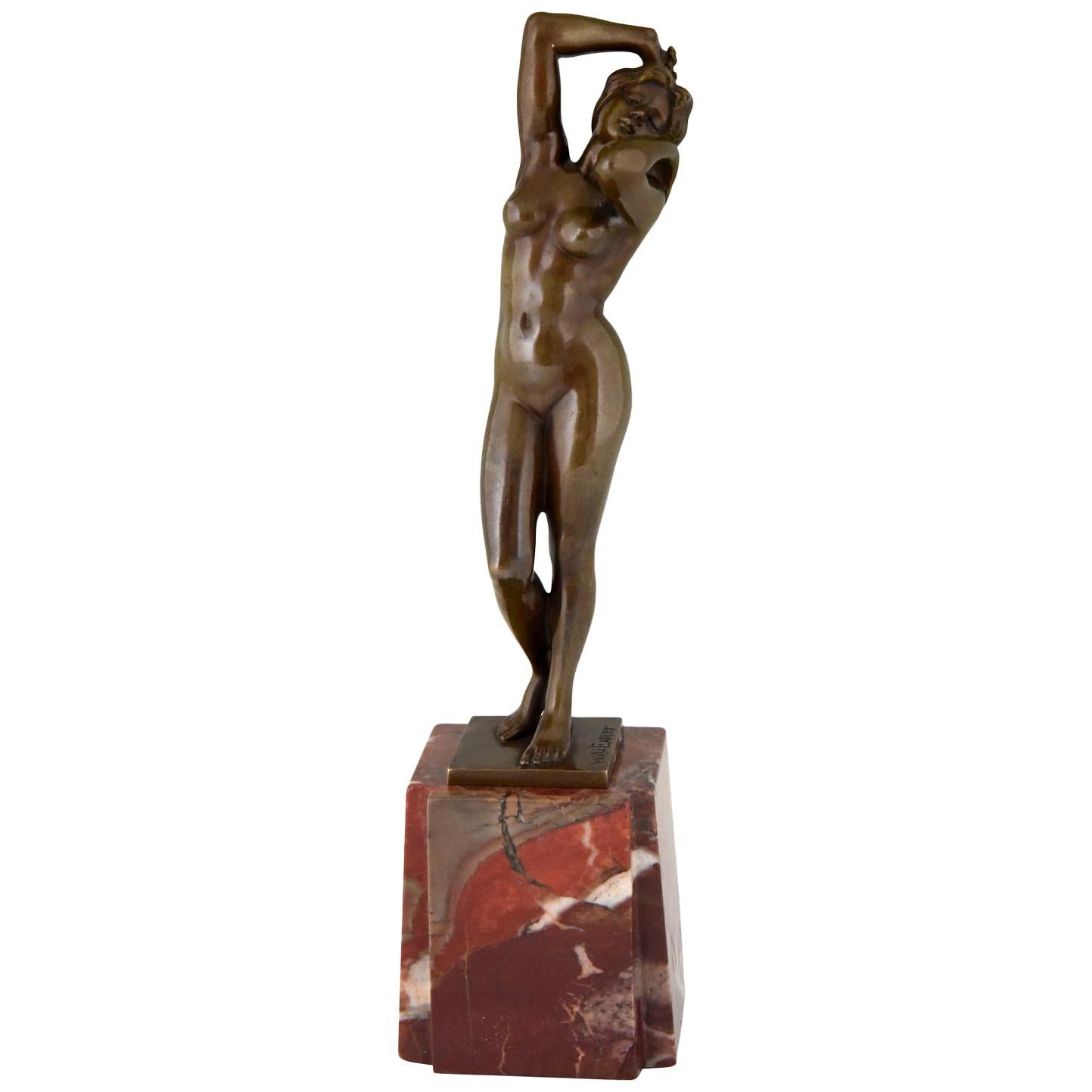 Art Nouveau Bronze Sculpture of a Standing Nude Willi Exner 1910