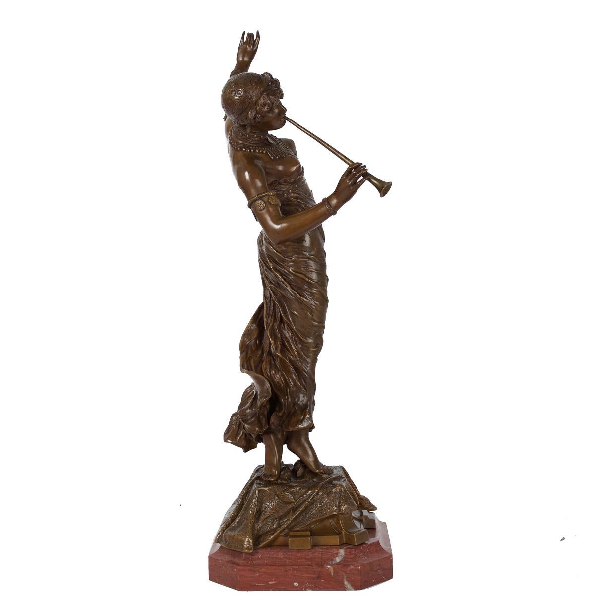 Art Nouveau Bronze Sculpture of Eastern Dancer by Franz Rosse(German, 1858-1900 In Good Condition For Sale In Shippensburg, PA