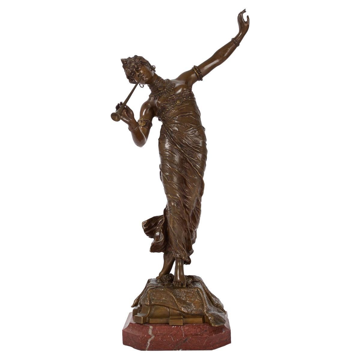 Sculpture en bronze Art Nouveau d'une danseuse orientale par Franz Rosse (allemand, 1858-1900) en vente